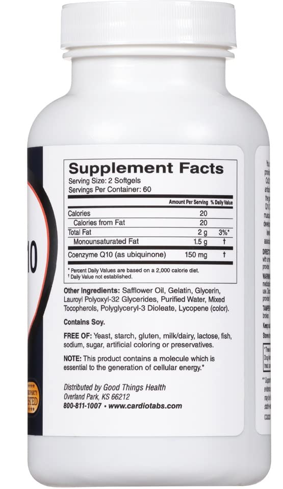 Close-up of CardioTabs Ultra CoQ10 softgel showing size