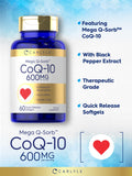Close-up of Carlyle CoQ10 Mega Q-Sorb softgel