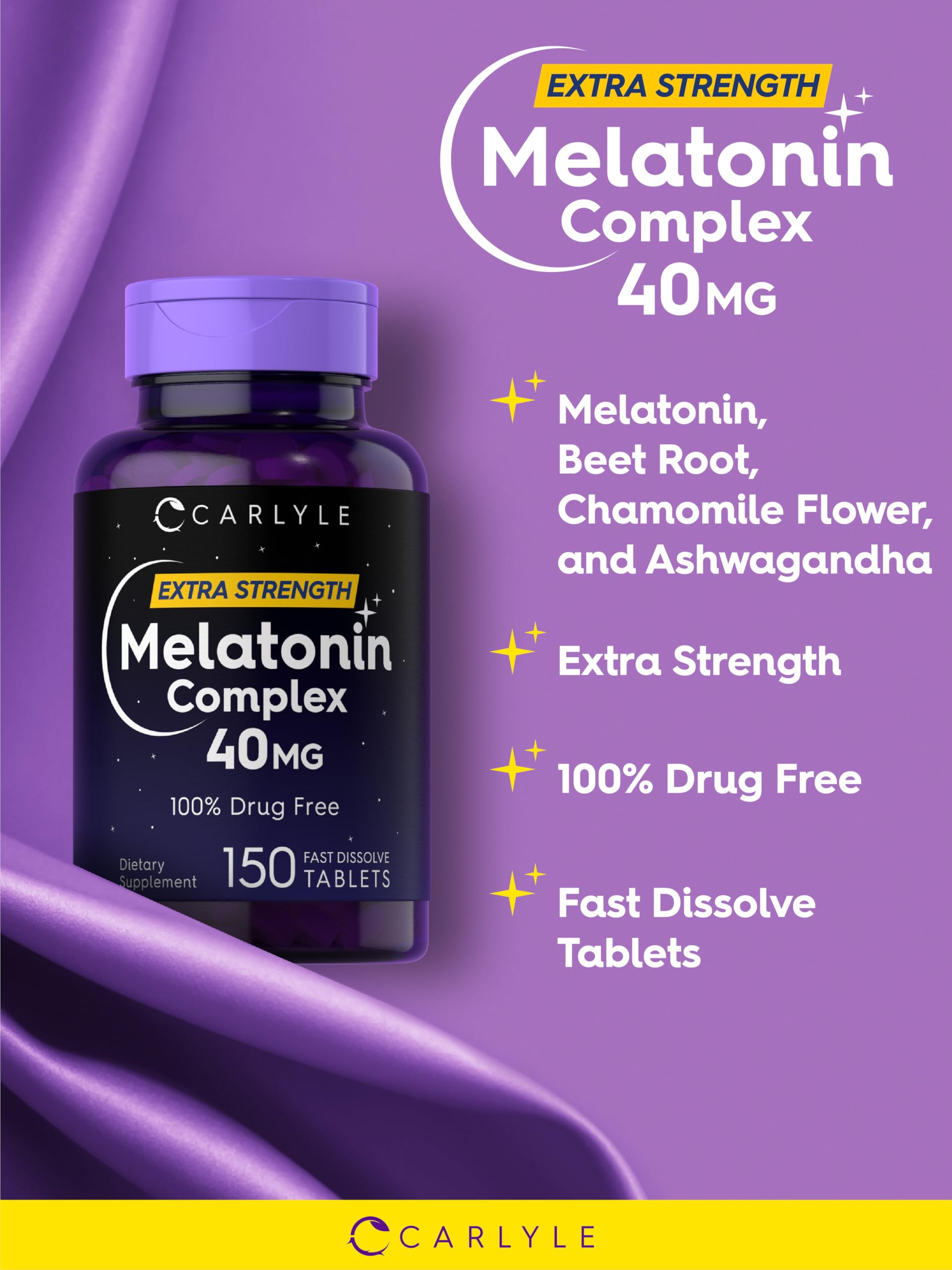 Close-up of Carlyle Melatonin Complex tablet details