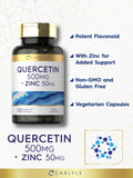 Close-up of Carlyle Quercetin 500mg capsules in hand