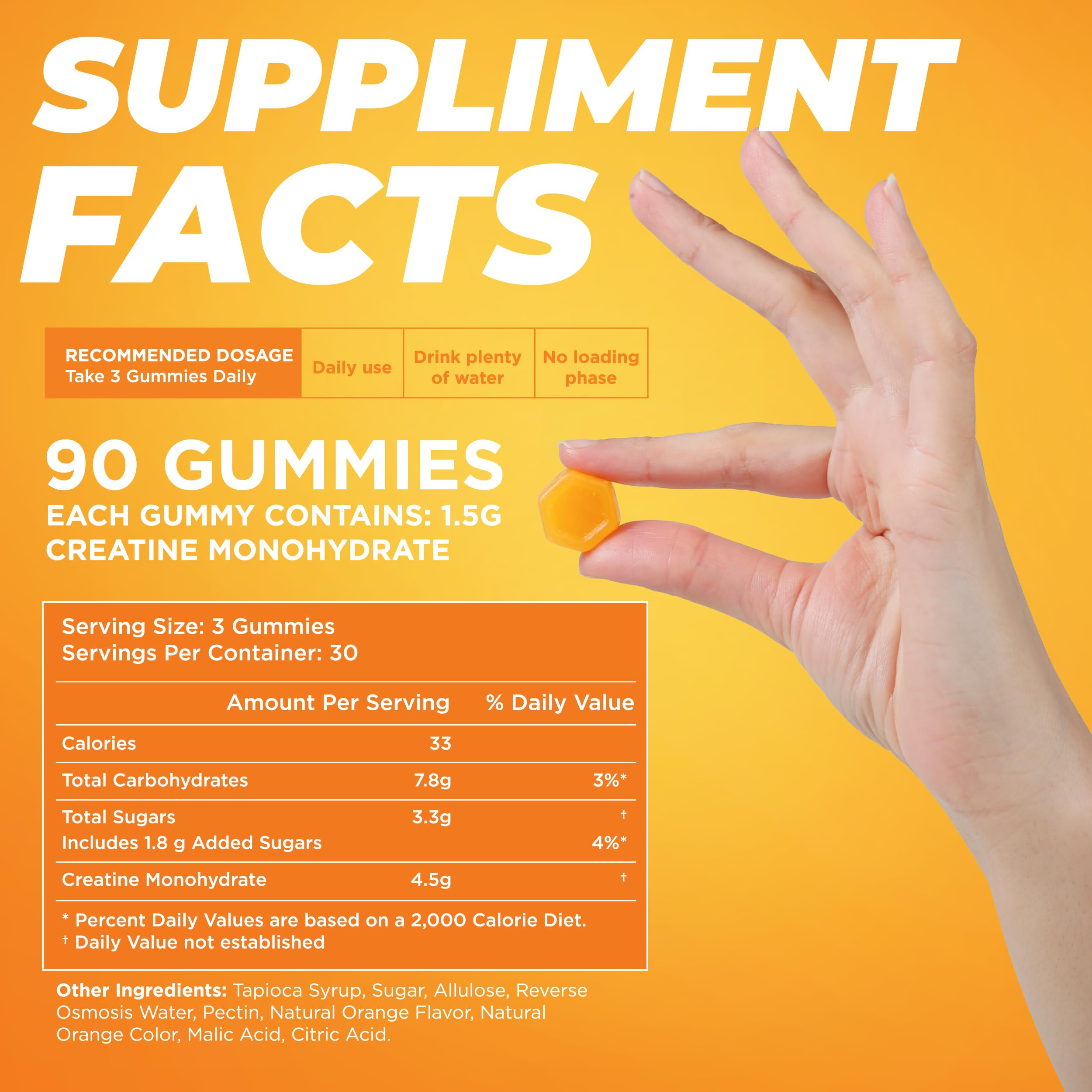 Close-up of CATENATE Creatine Gummies showing three gummies
