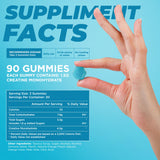 Close-up of CATENATE Creatine Gummies with three gummies displayed
