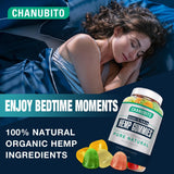 Close-up of CHANUBITO Organic Hemp Gummies showing texture