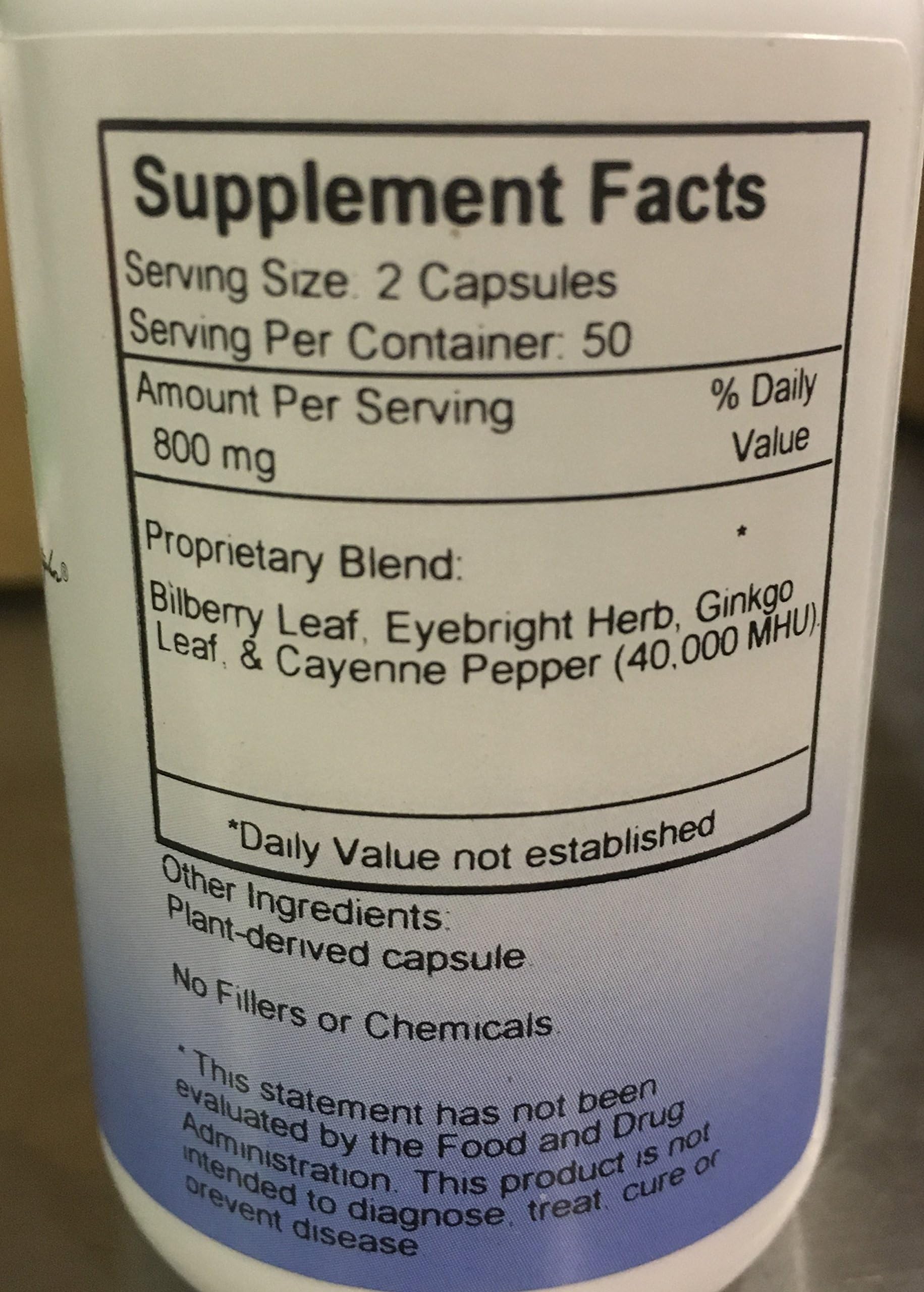 Close-up of Christopher's Bilberry Eye Supplement capsules