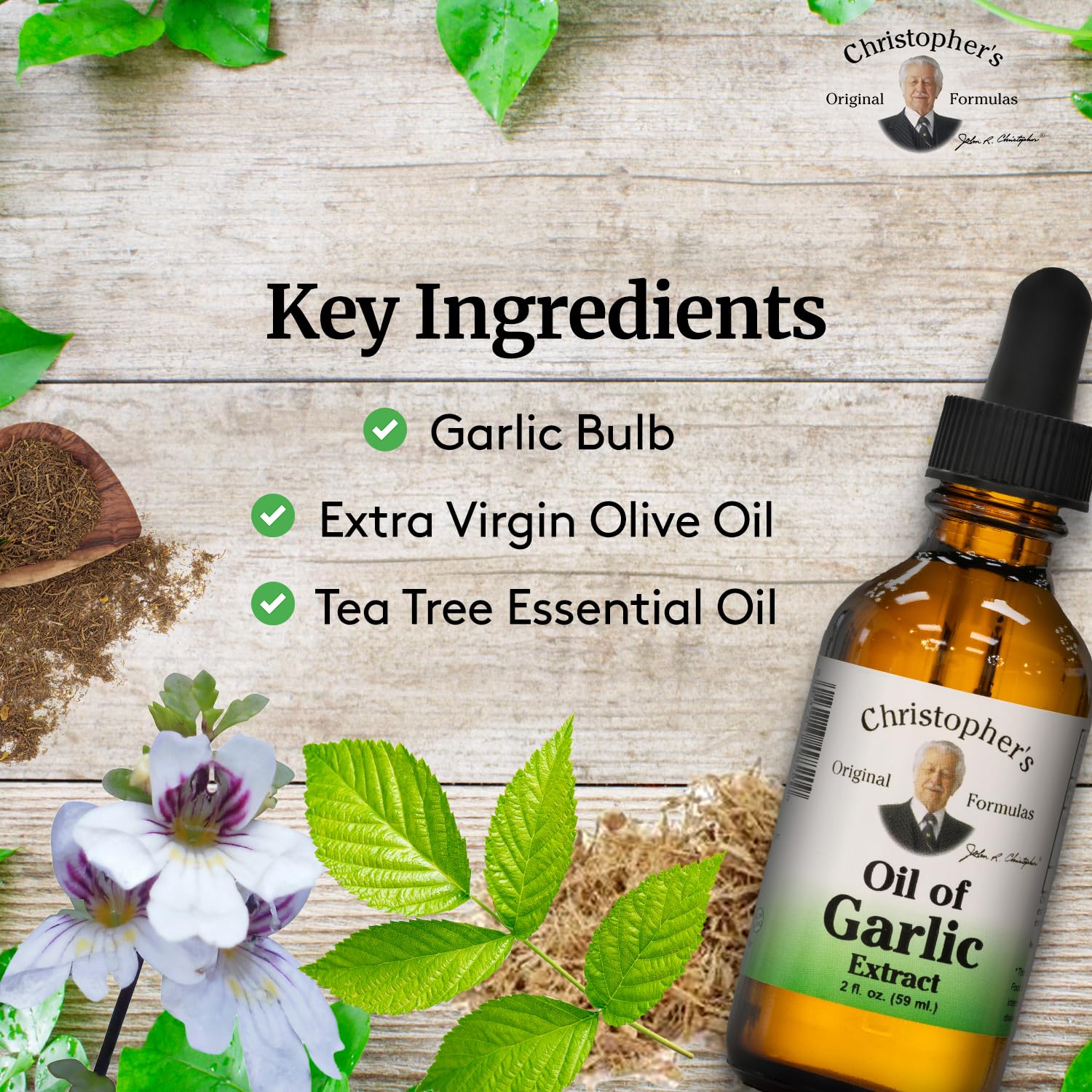 Close-up of Christopher's Garlic Extract label
