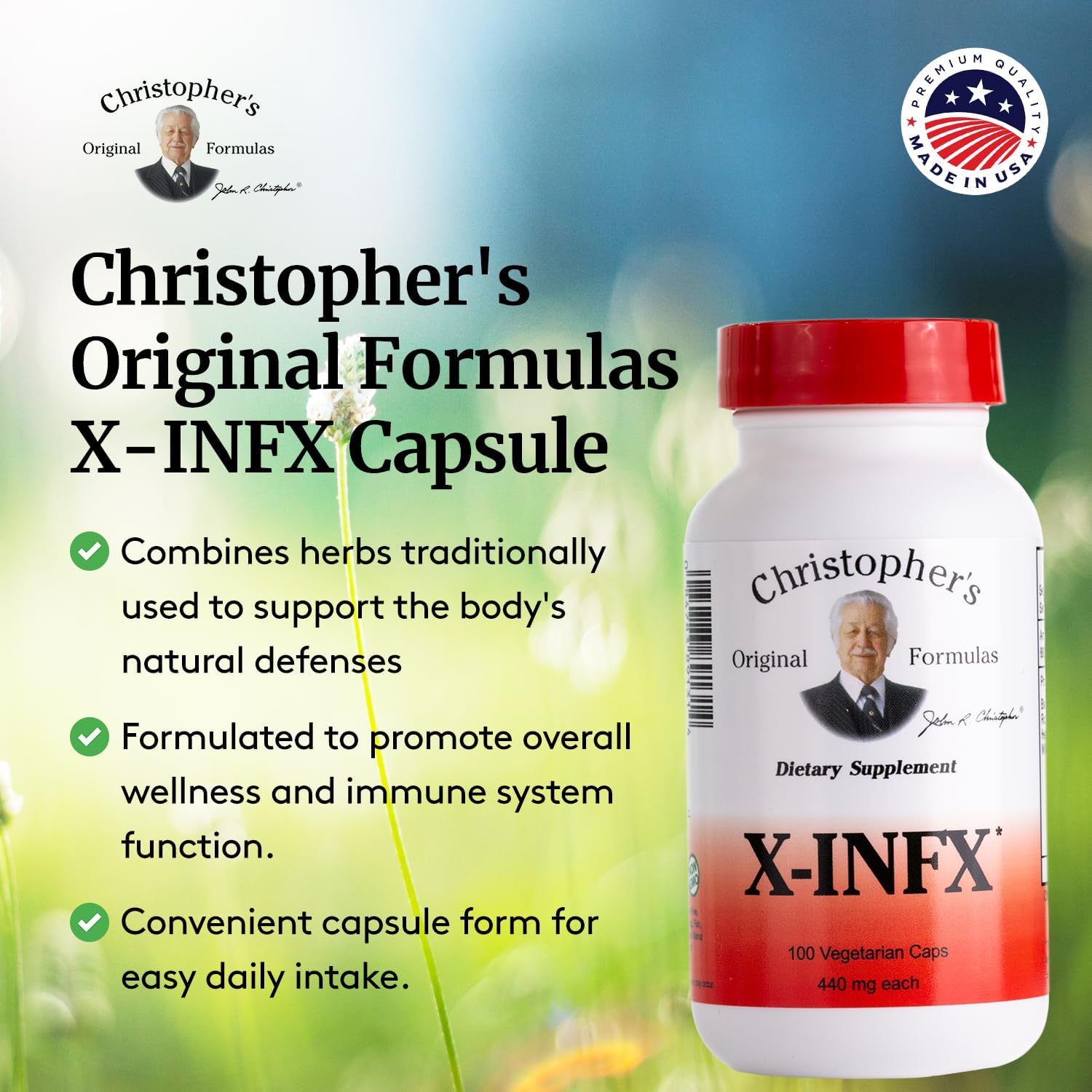 Close-up of Christopher's Herbal Blend capsules