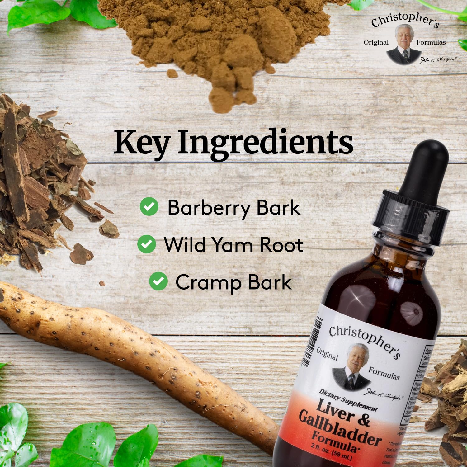 Close-up of Christopher's Liver Extract ingredients list