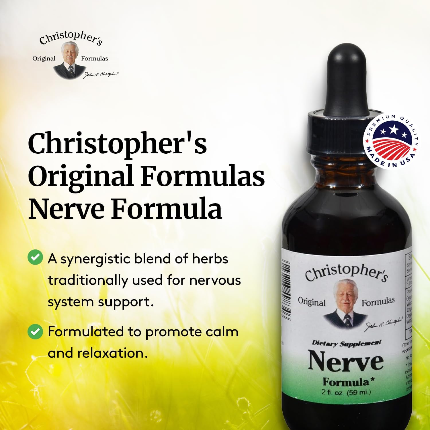 Close-up of Christopher's Nerve Formula dropper
