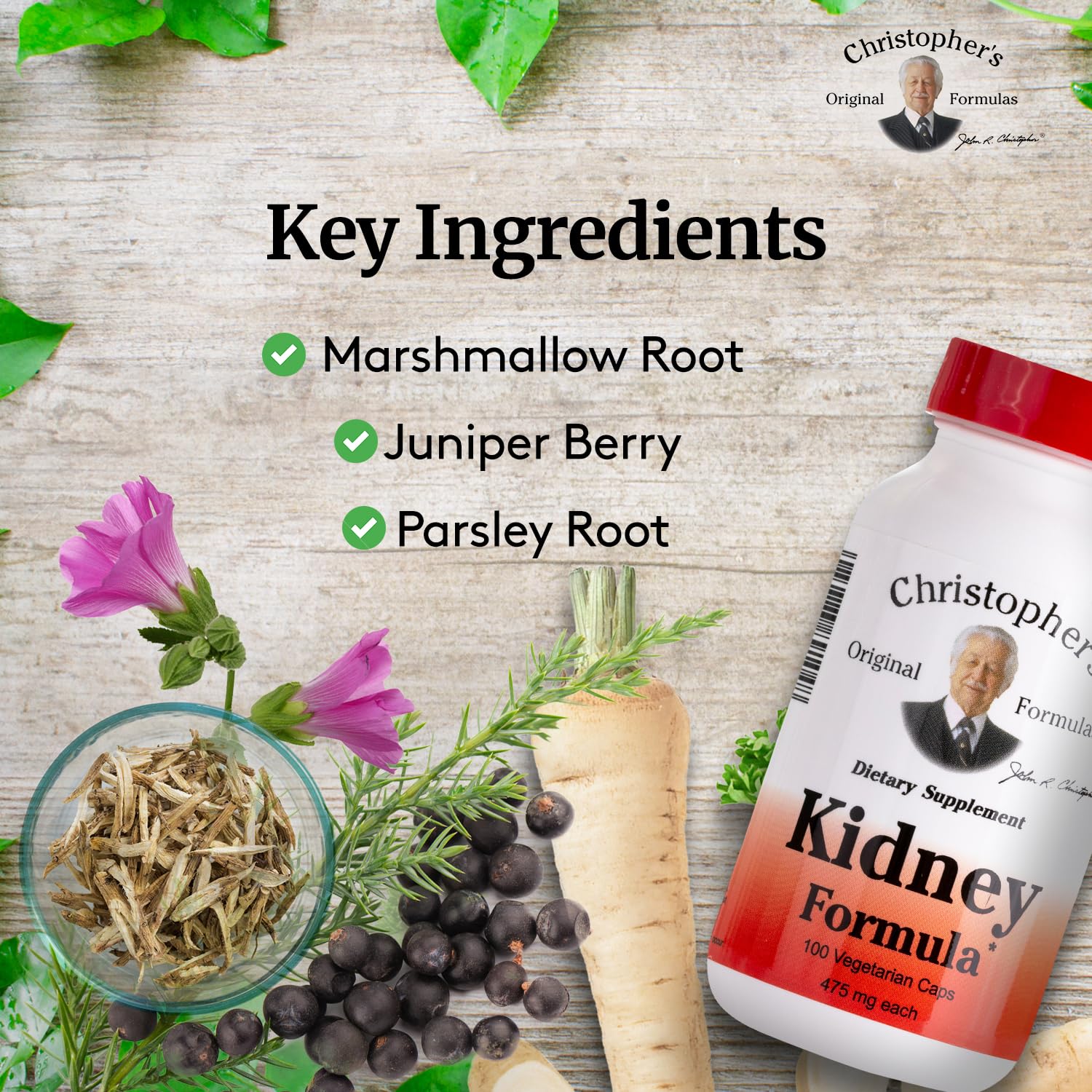 Close-up of Christopher's Original Formulas Kidney Support Capsules