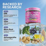 Close-up of Clean Nutraceuticals Feminine Balance Gummies showing pineapple flavour