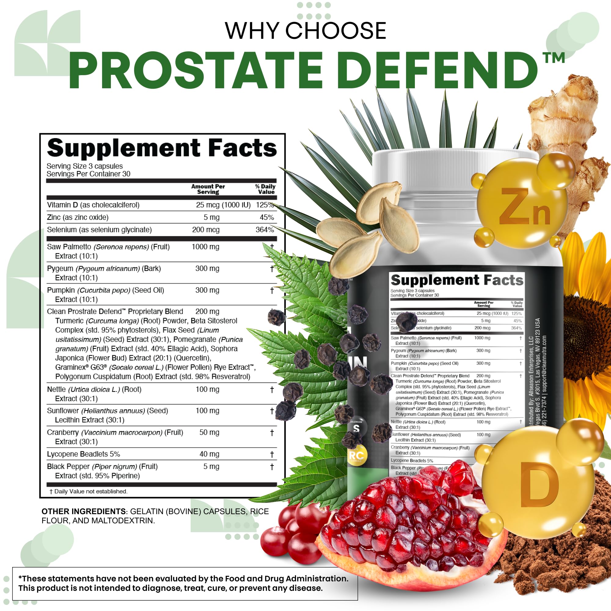 Close-up of Clean Nutraceuticals Prostate Defend Supplement capsules