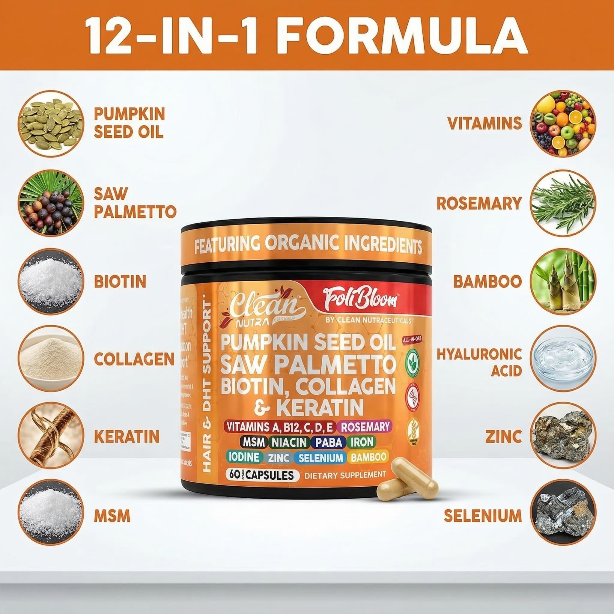 Close-up of Clean Nutraceuticals Pumpkin Seed Oil Capsules