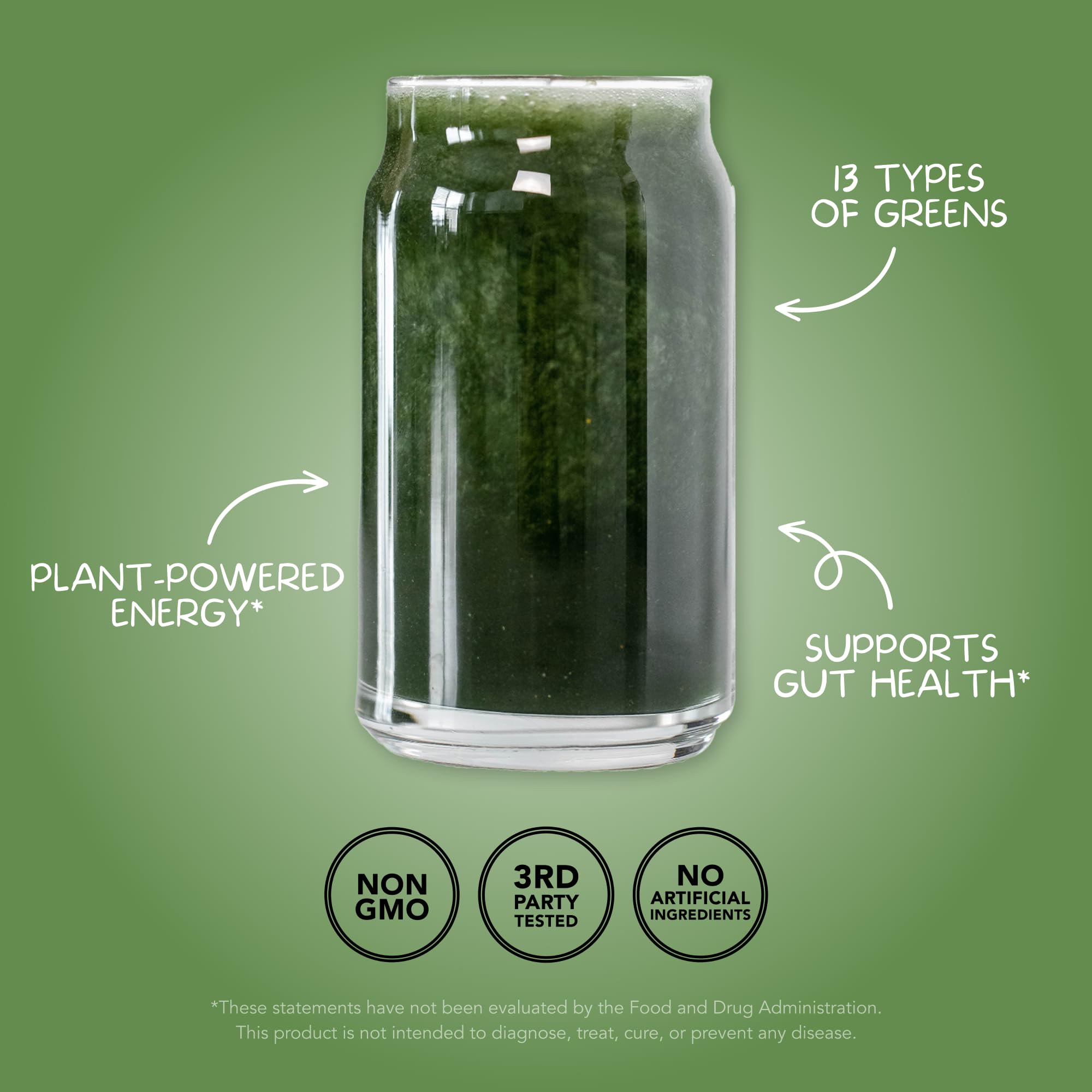 Close-up of Clean Simple Eats Super Greens Powder ingredients
