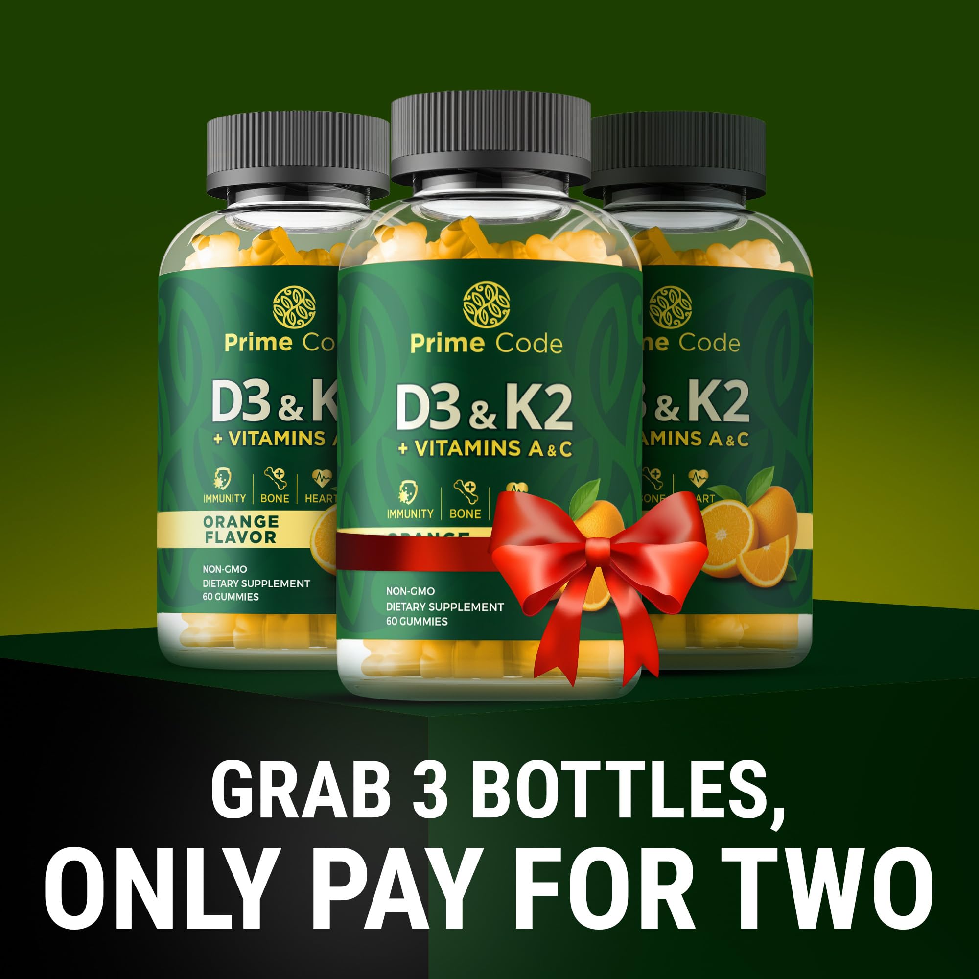 Close-up of Code Vitamin D3 + K2 Gummies in orange colour