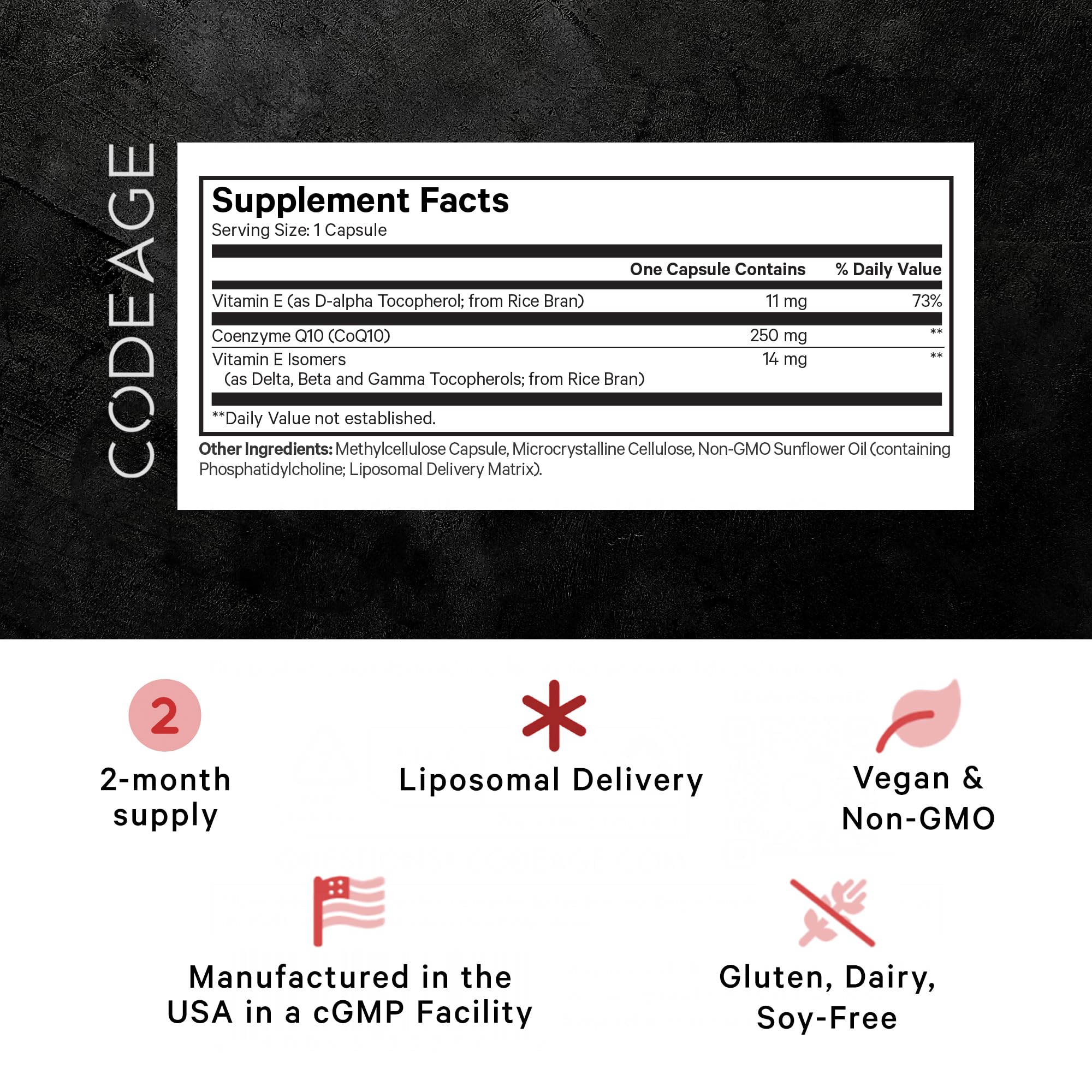 Close-up of Codeage Liposomal CoQ10 Max capsule