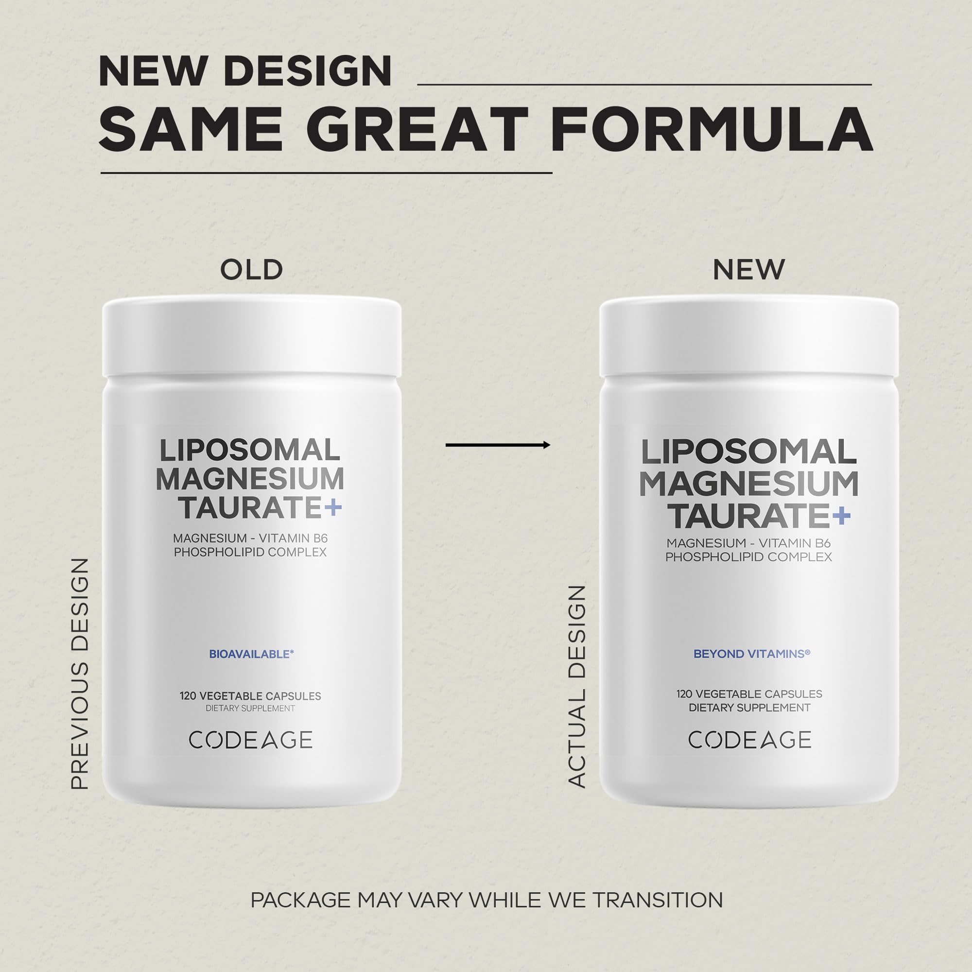 Close-up of Codeage Liposomal Magnesium Taurate capsules