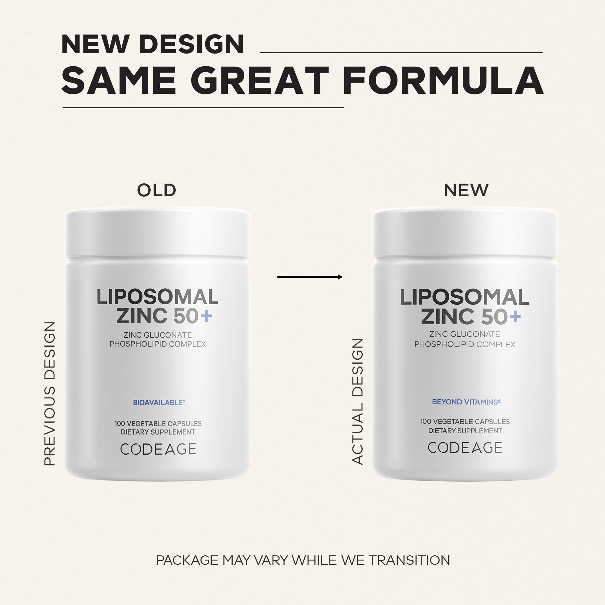 Close-up of Codeage Liposomal Zinc 50mg capsules