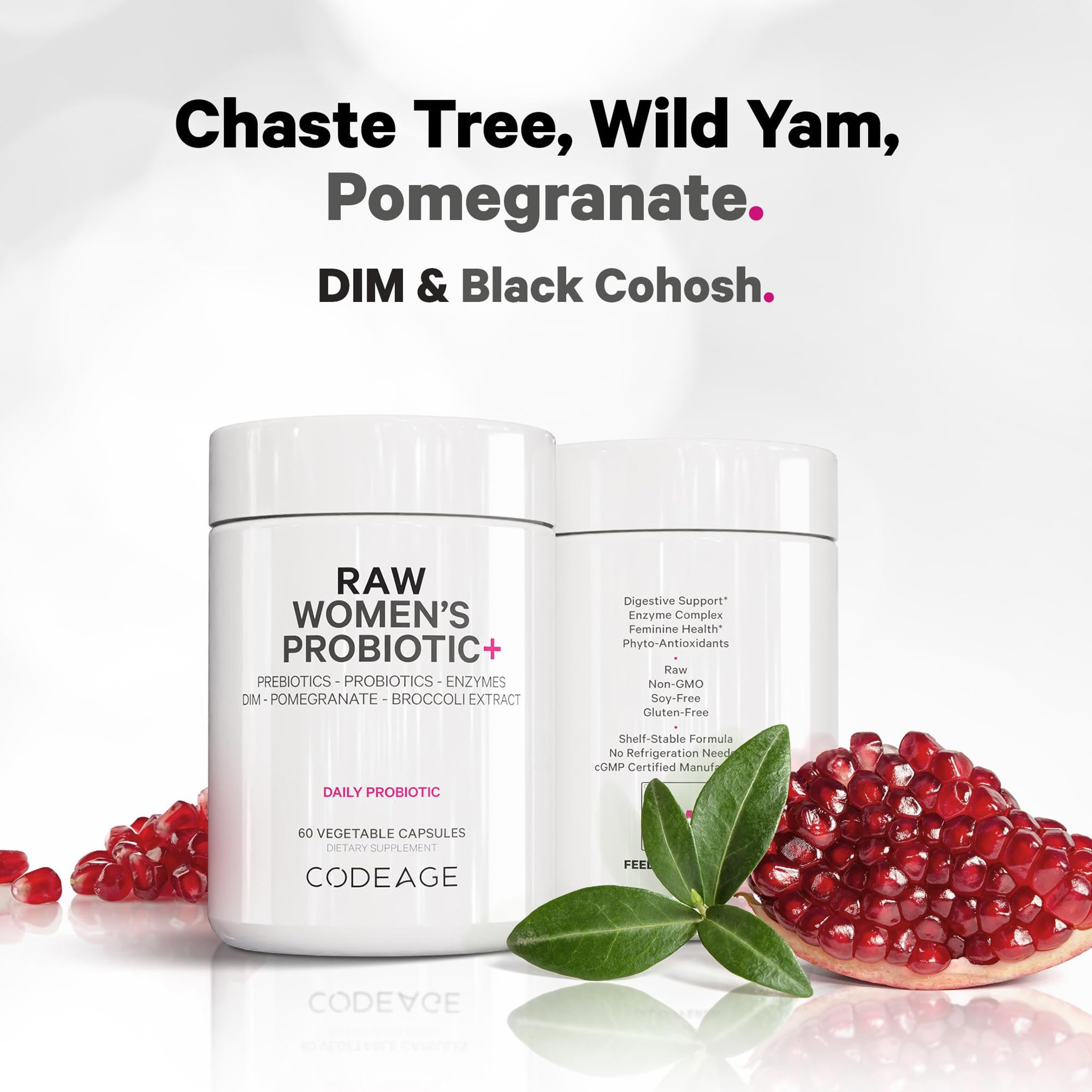 Close-up of Codeage Raw Women's Probiotic capsules