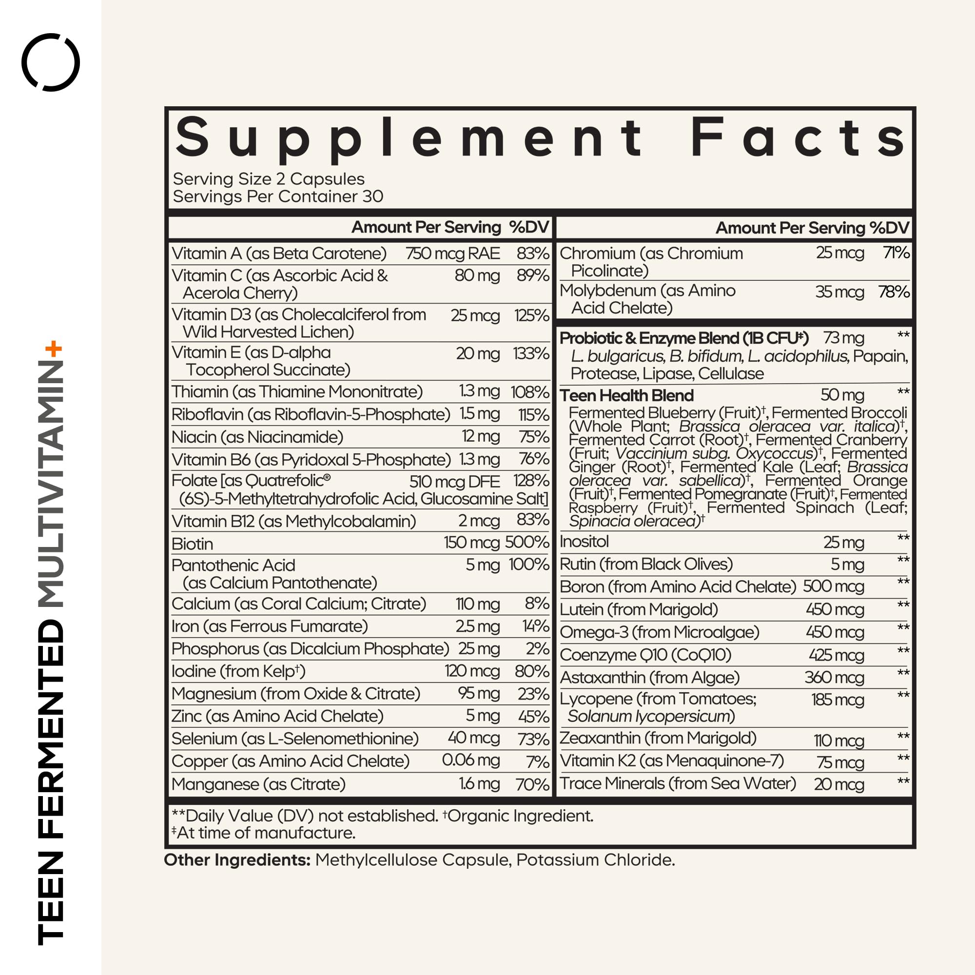 Close-up of Codeage Teen's Multivitamin Capsules showing the capsule