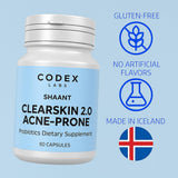 Close-up of Codex Labs Shaant Clear Skin 2.0 capsules