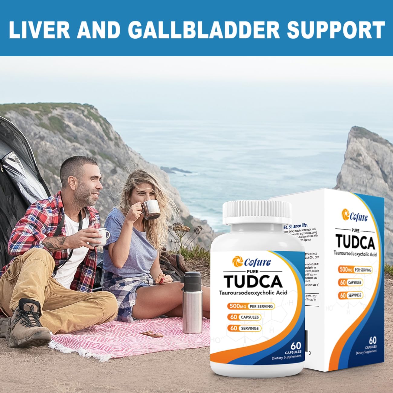 Close-up of Cofure TUDCA Supplement 500 mg capsule