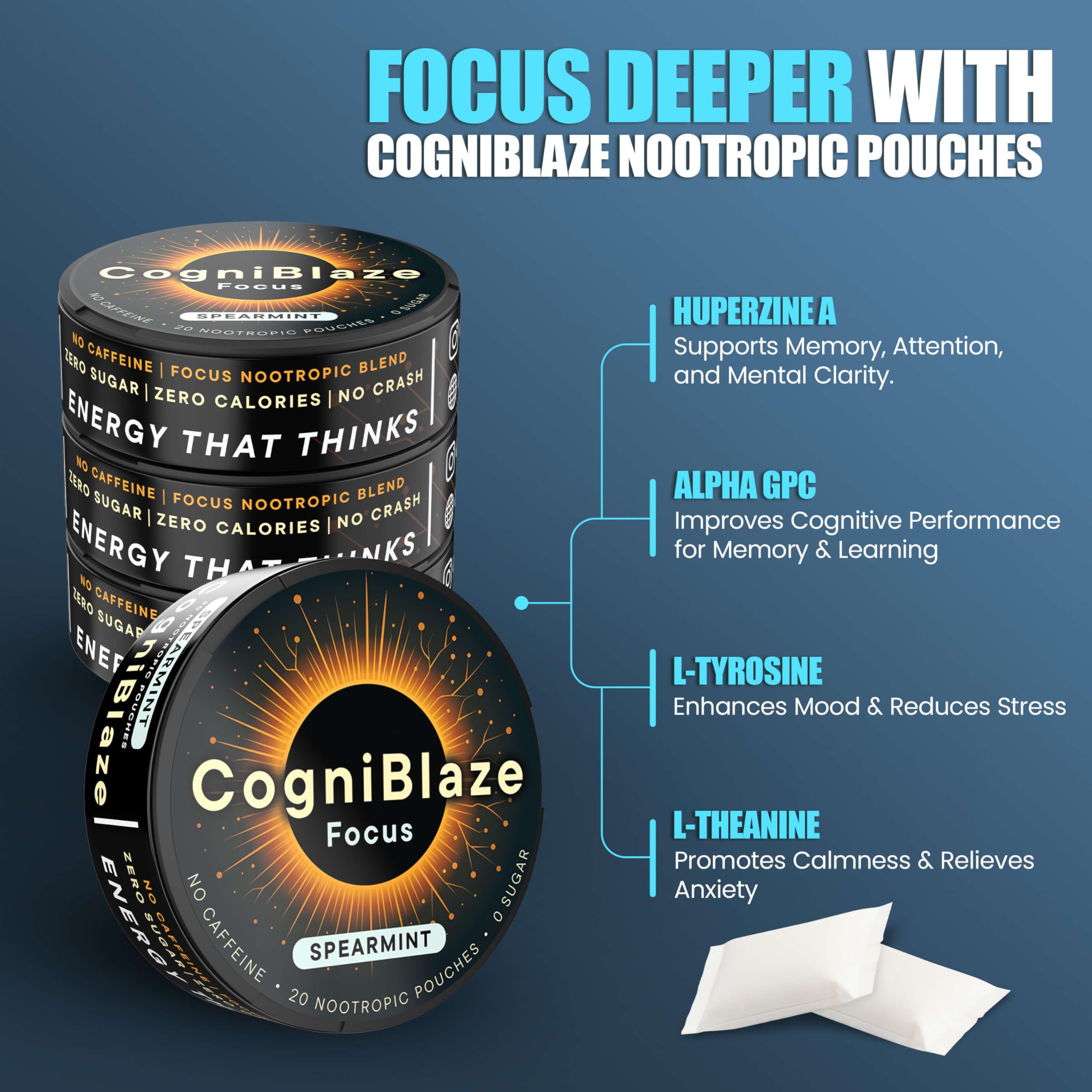 Close-up of CogniBlaze Nootropic Pouch showing texture