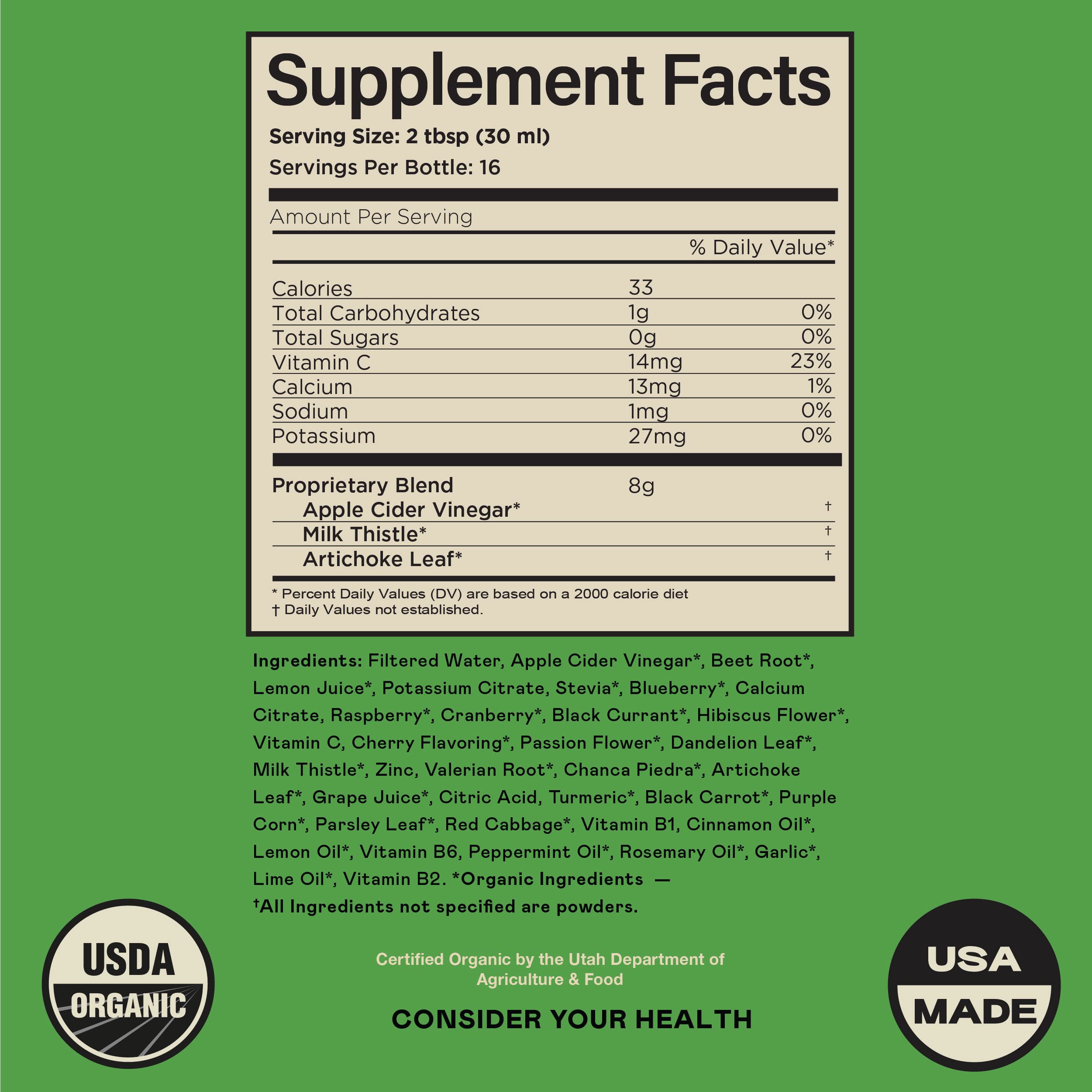 Close-up of Complete Natural Products Liver Complete Organic Liver Cleanse ingredients