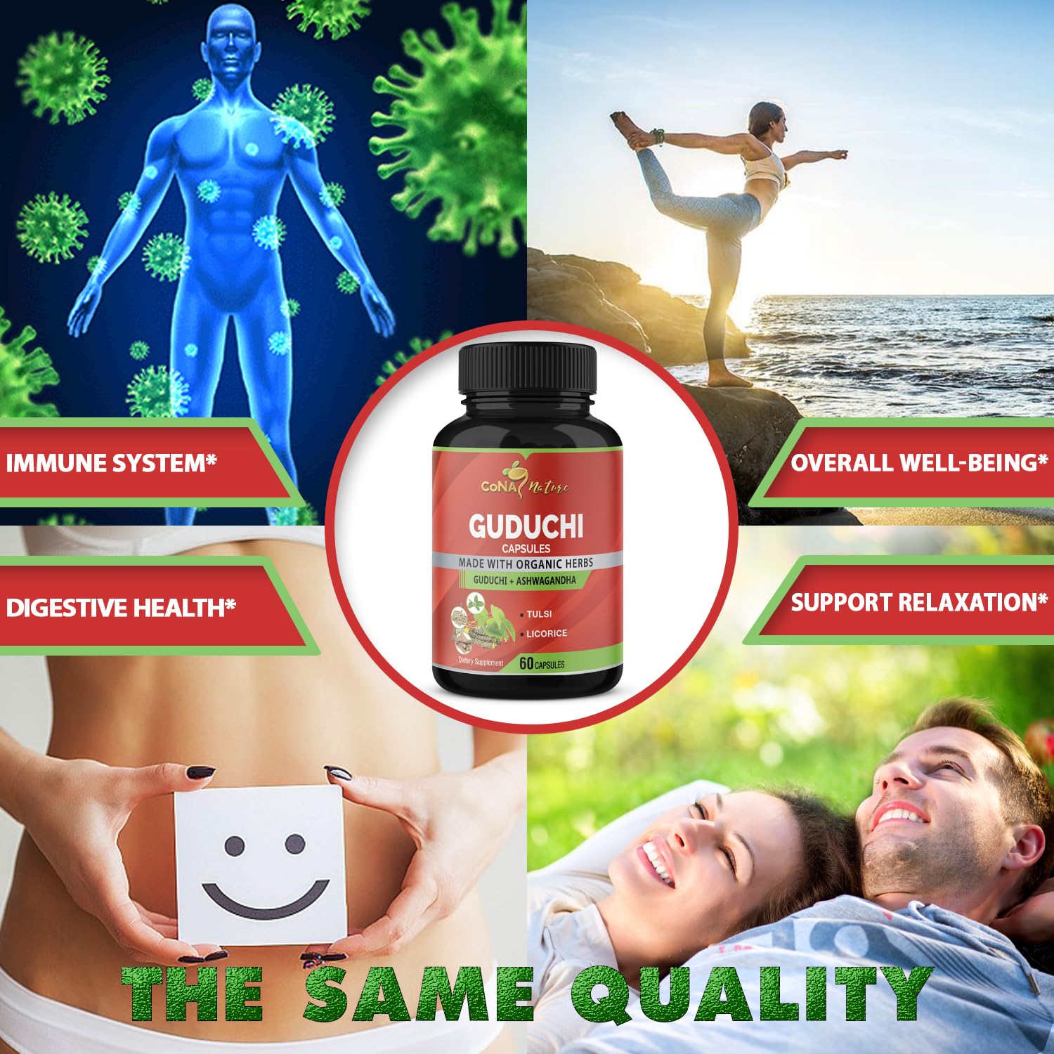 Close-up of Cona Nature Organic Giloy Guduchi Extract Capsules