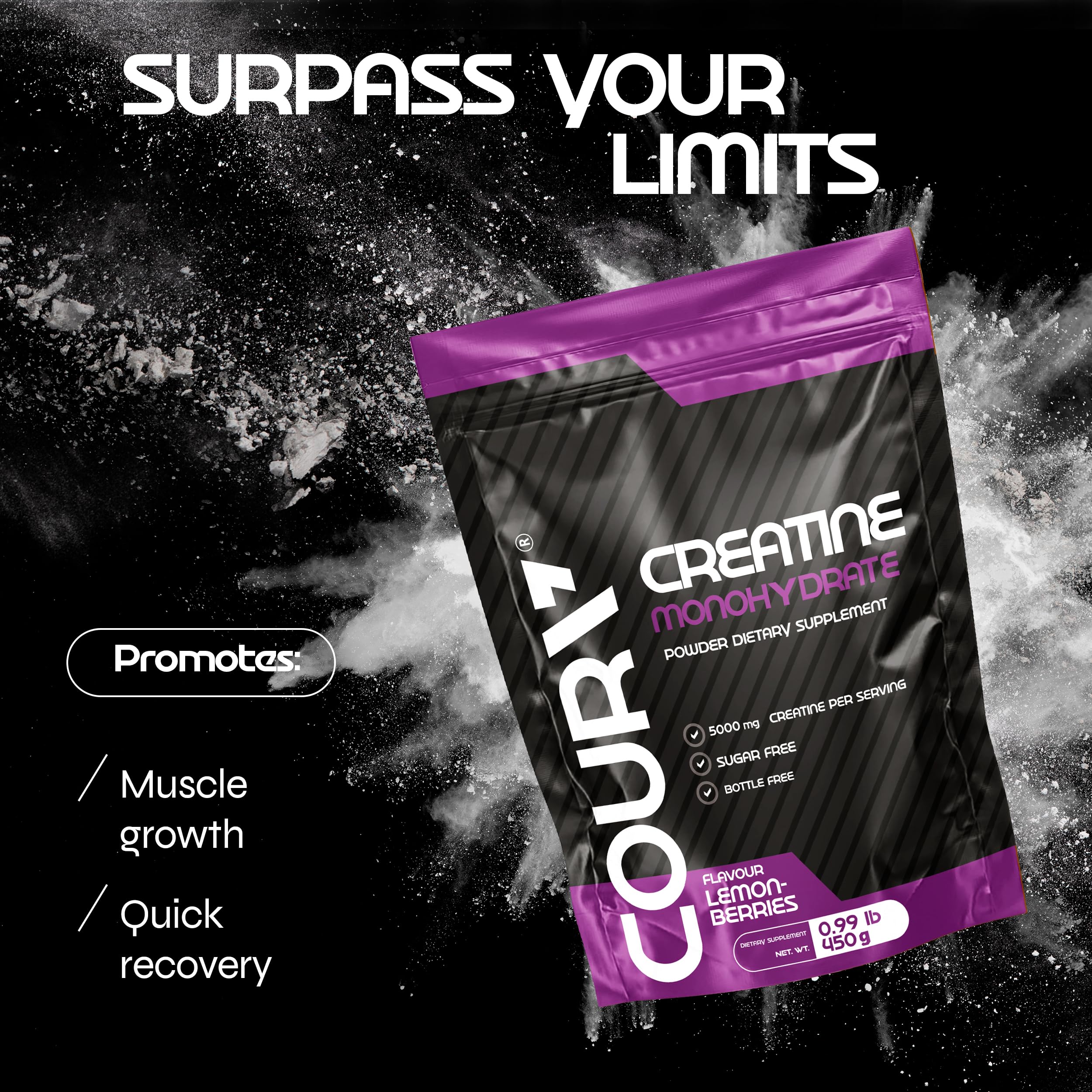 Close-up of COURA Creatine Monohydrate Lemon-Berries flavour