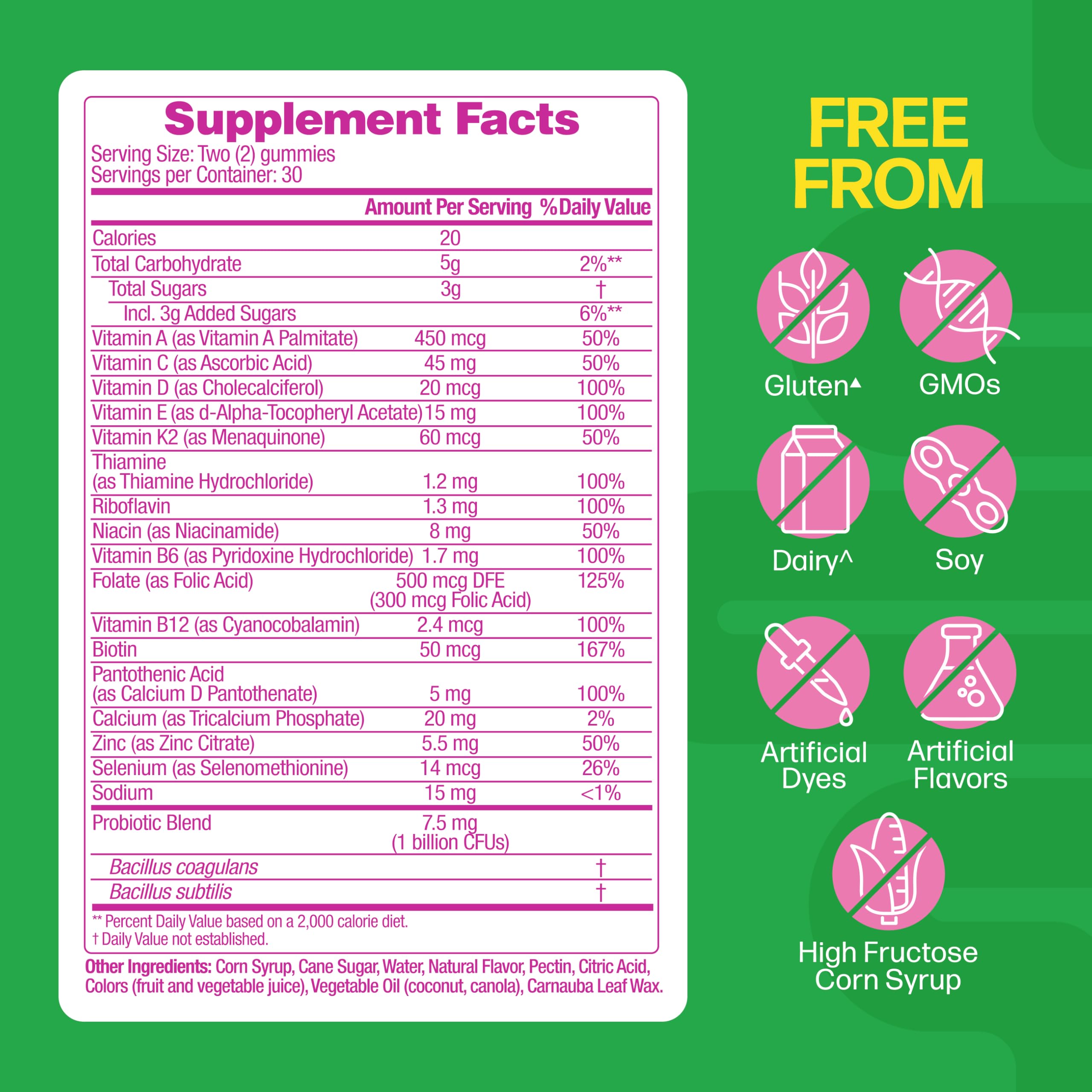 Close-up of Culturelle Women's Probiotic Gummies showing berry flavour