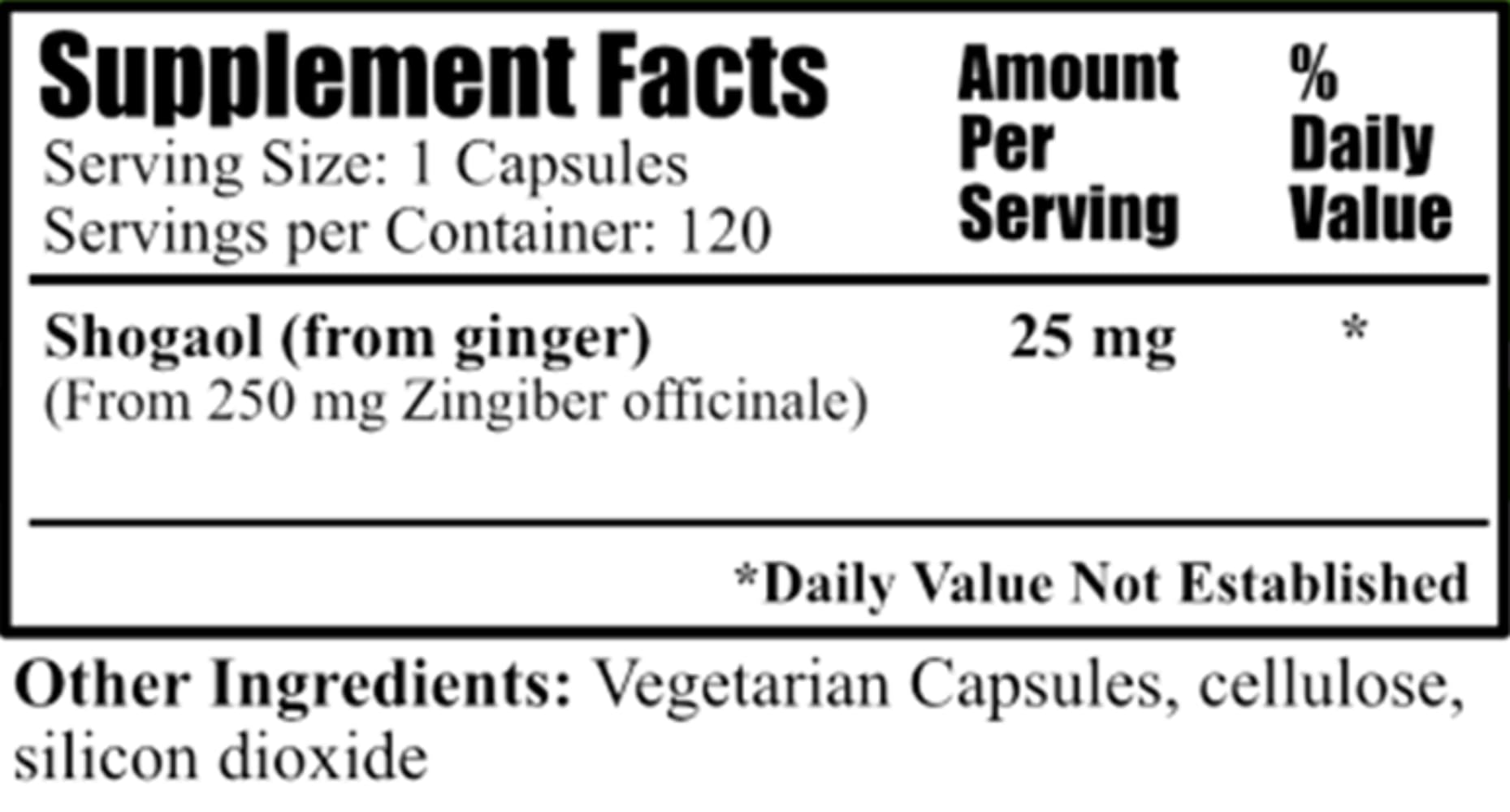 Close-up of Daily Manufacturing 6-Shogaol Ginger capsules