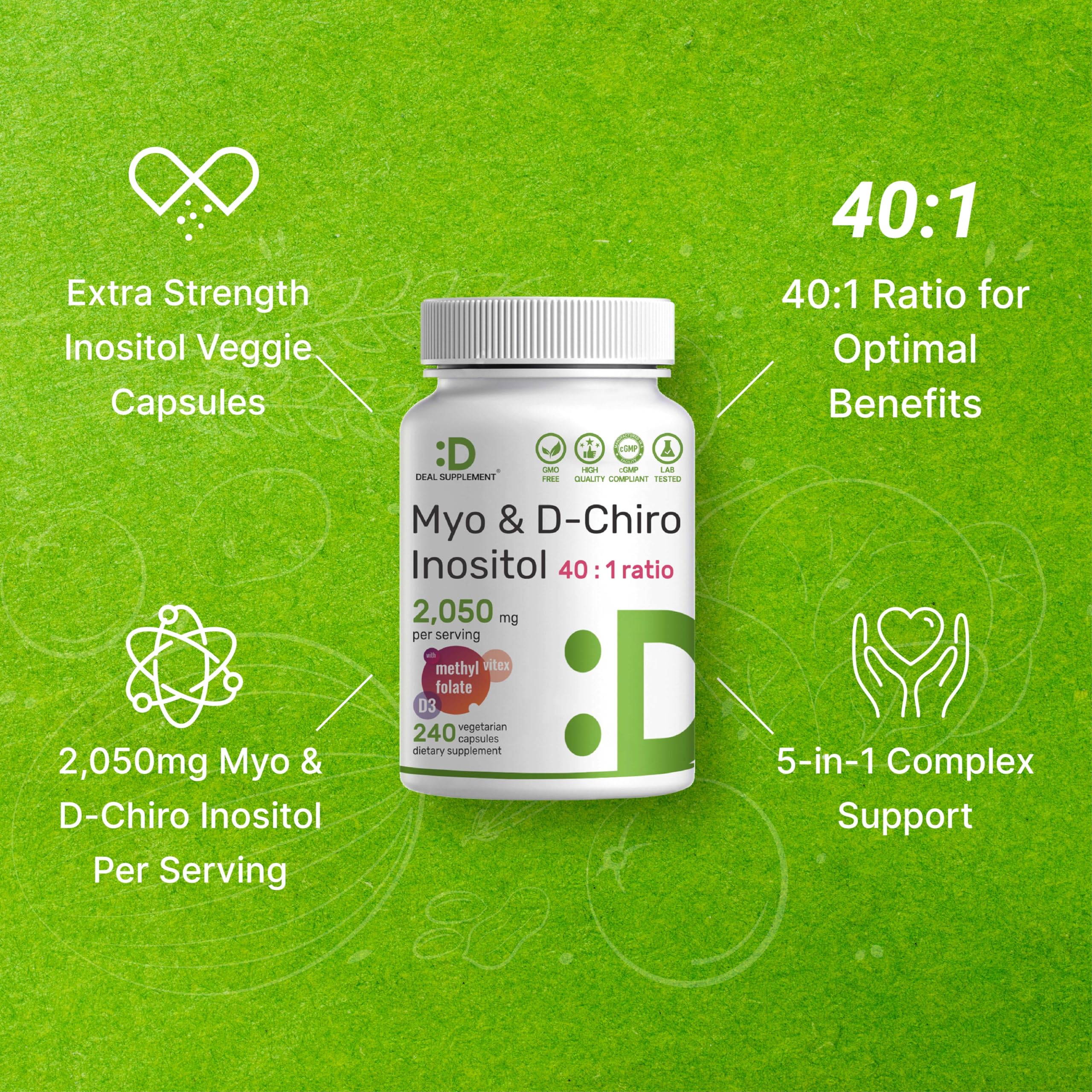 Close-up of DEAL SUPPLEMENT B8 (Inositol) capsules