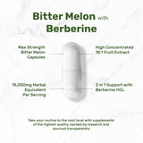 Close-up of Deal Supplement Bitter Melon Capsules with Berberine HCL
