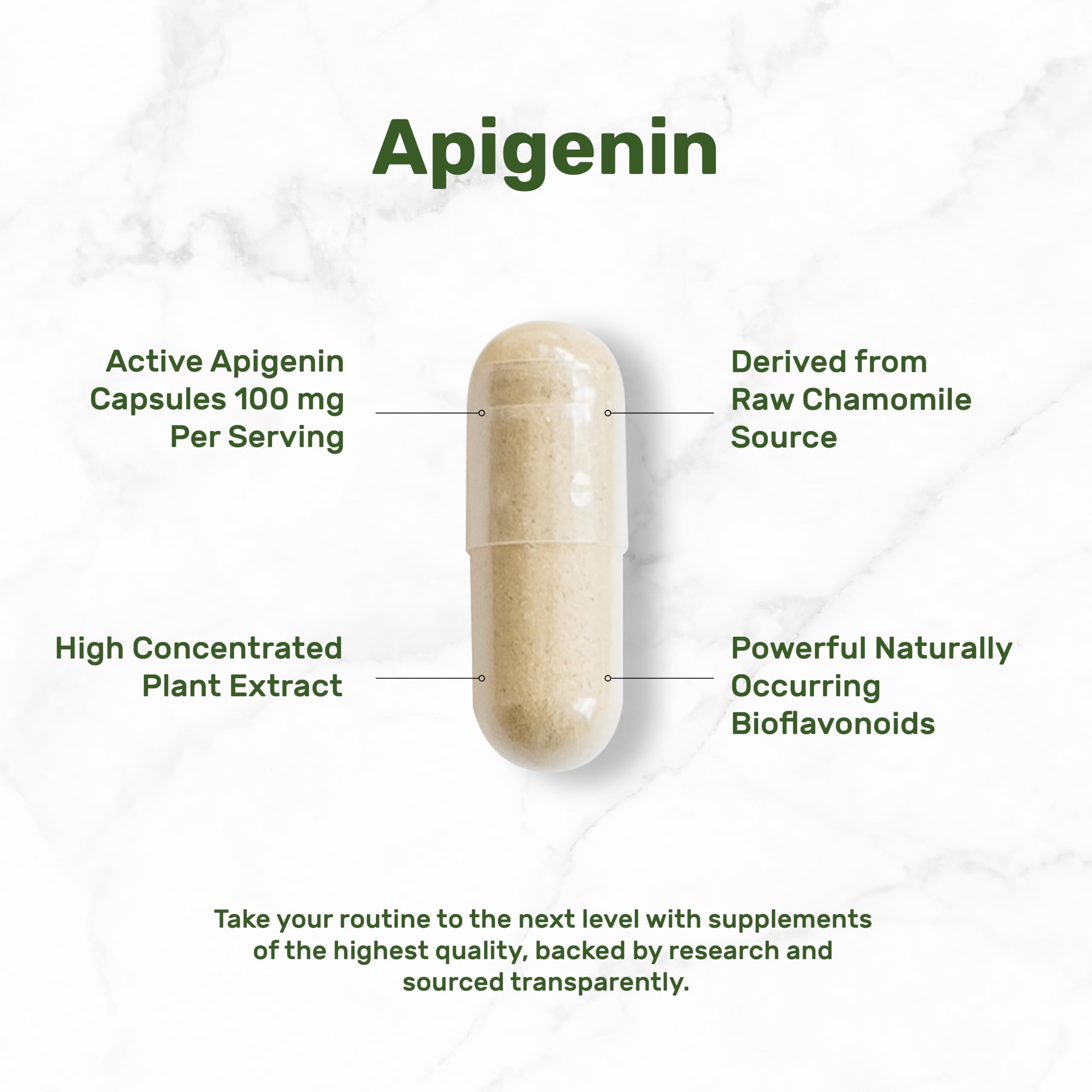 Close-up of DEAL SUPPLEMENT Chamomile Apigenin Capsules