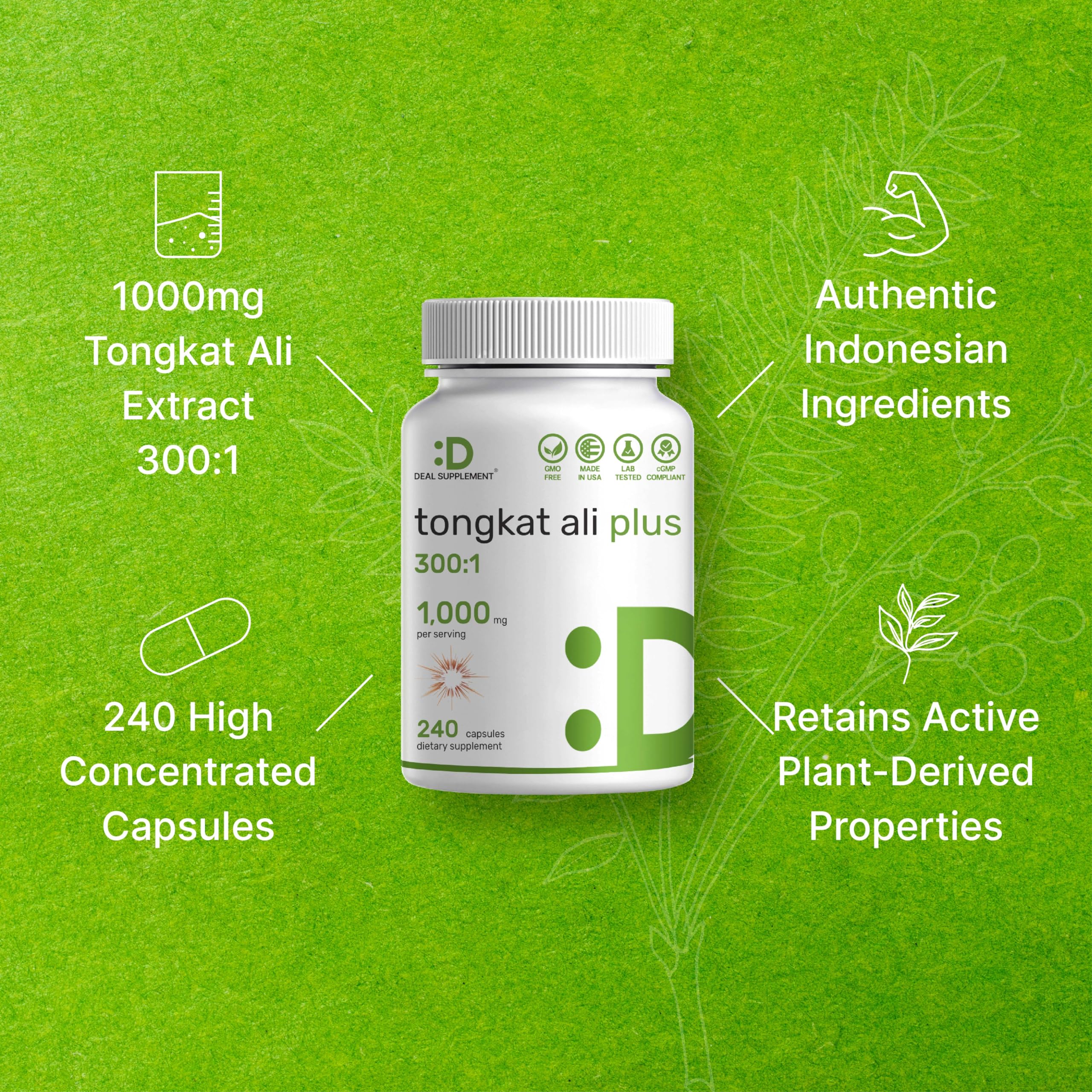 Close-up of DEAL SUPPLEMENT Horny Goat Weed & Tongkat Ali Capsules