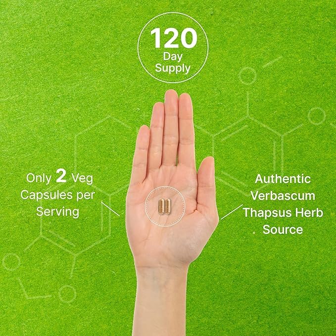 Close-up of DEAL SUPPLEMENT Mullein Leaf Extract capsules