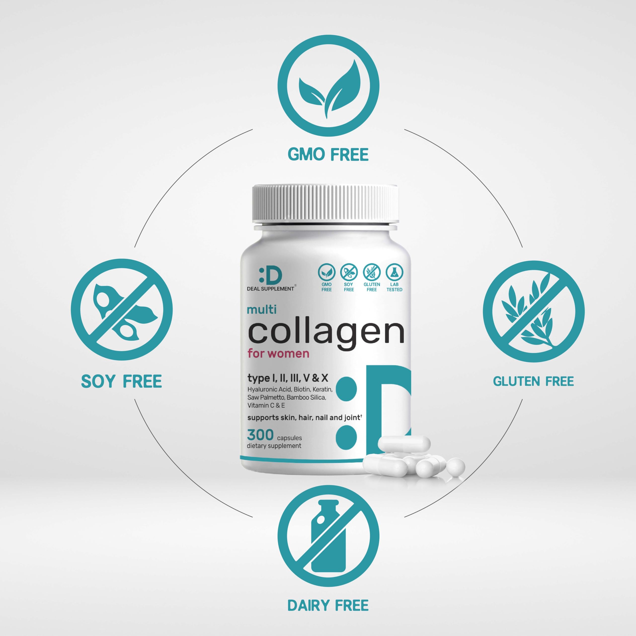 Close-up of DEAL SUPPLEMENT Multi Collagen Peptide Capsules
