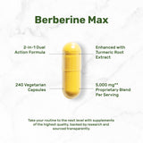 Close-up of DEAL SUPPLEMENT Turmeric Berberine HCl capsules
