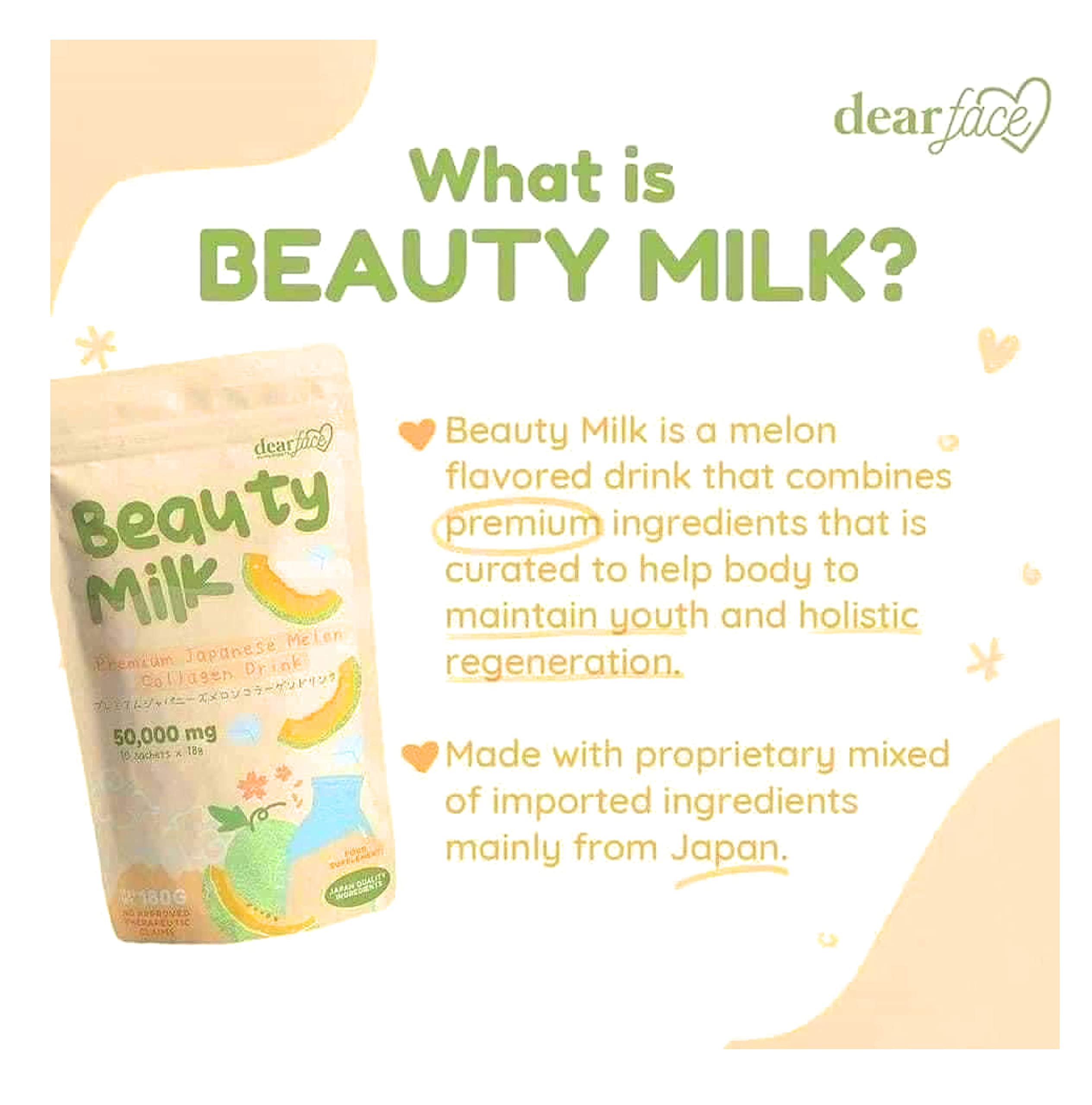 Close-up of Dear Face Collagen Supplement sachet showing nutritional information