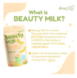 Close-up of Dear Face Collagen Supplement sachet showing nutritional information