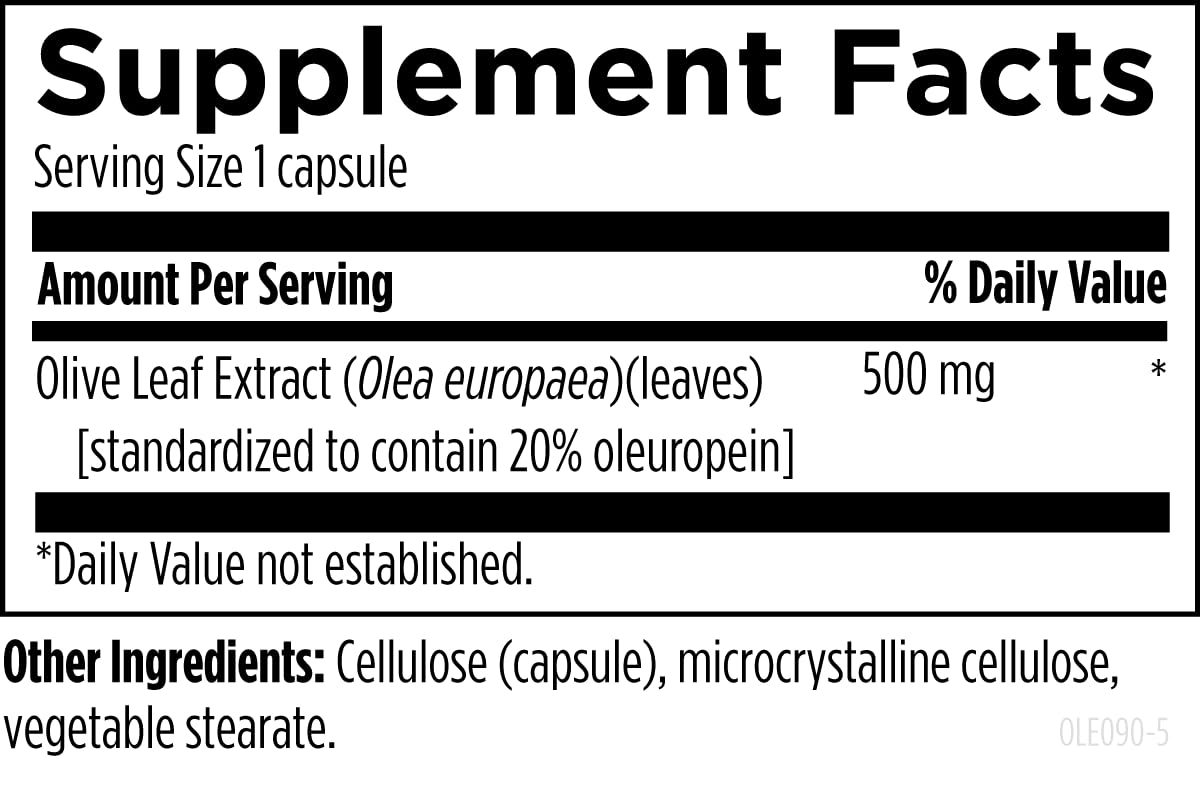 Close-up of Designs for Health Olive Leaf Extract capsules