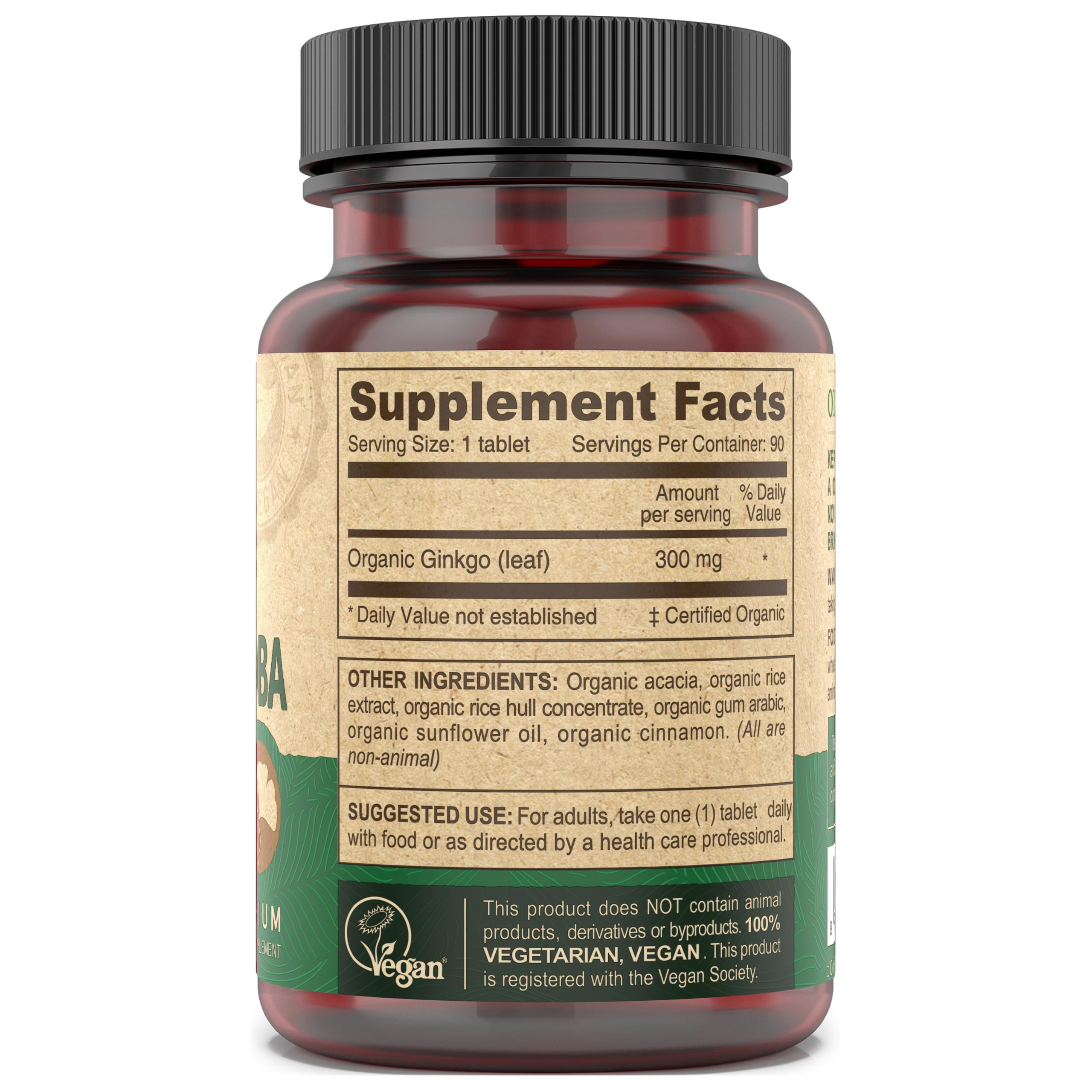 Close-up of DEVA Ginkgo Biloba Vegan Supplement tablet