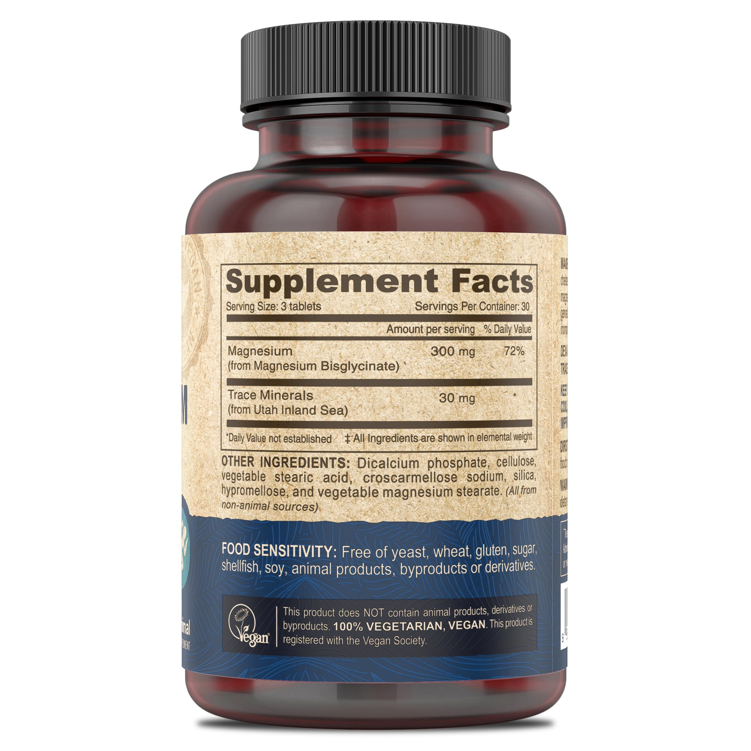 Close-up of DEVA Vegan Magnesium Glycinate capsules