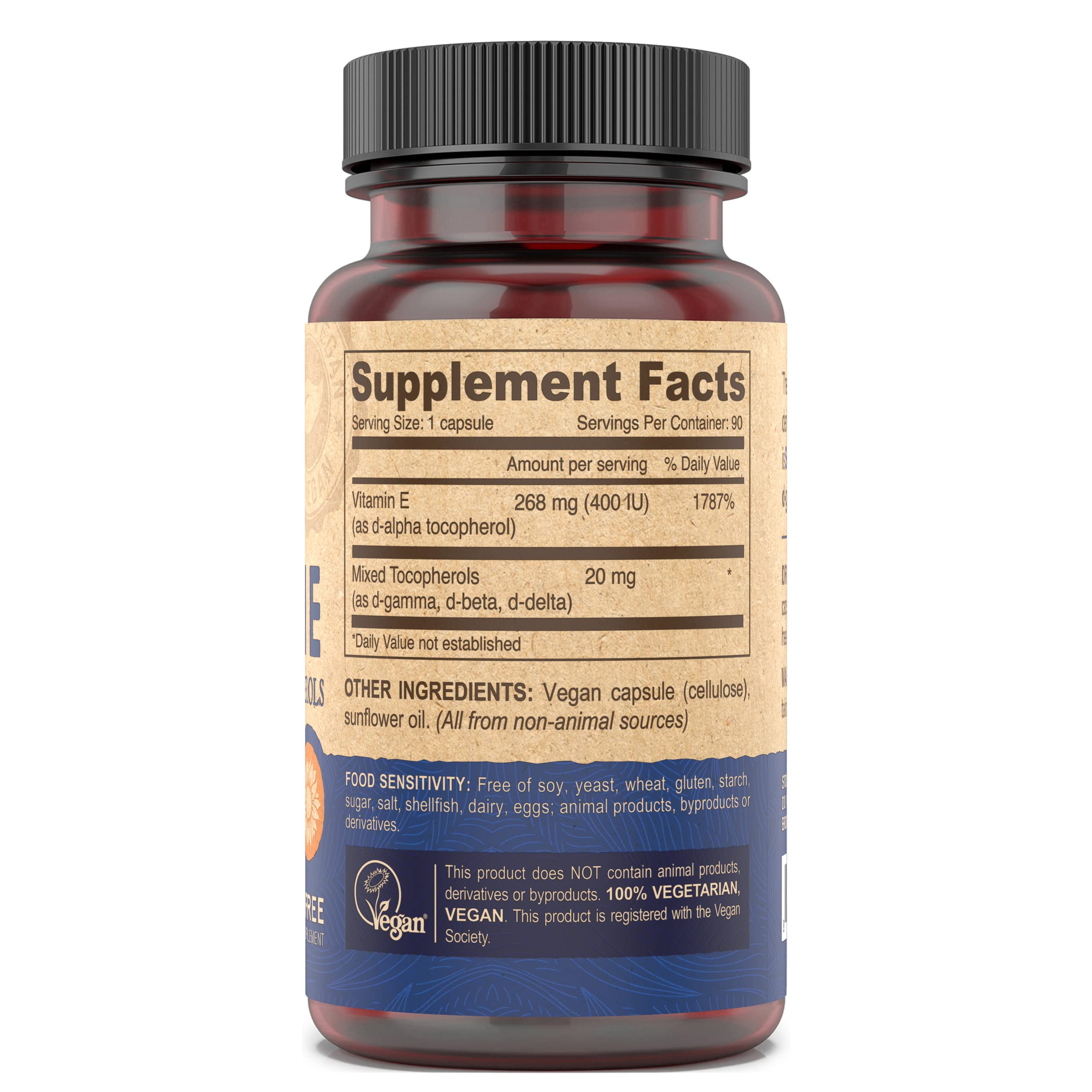 Close-up of DEVA Vitamin E vegan capsule