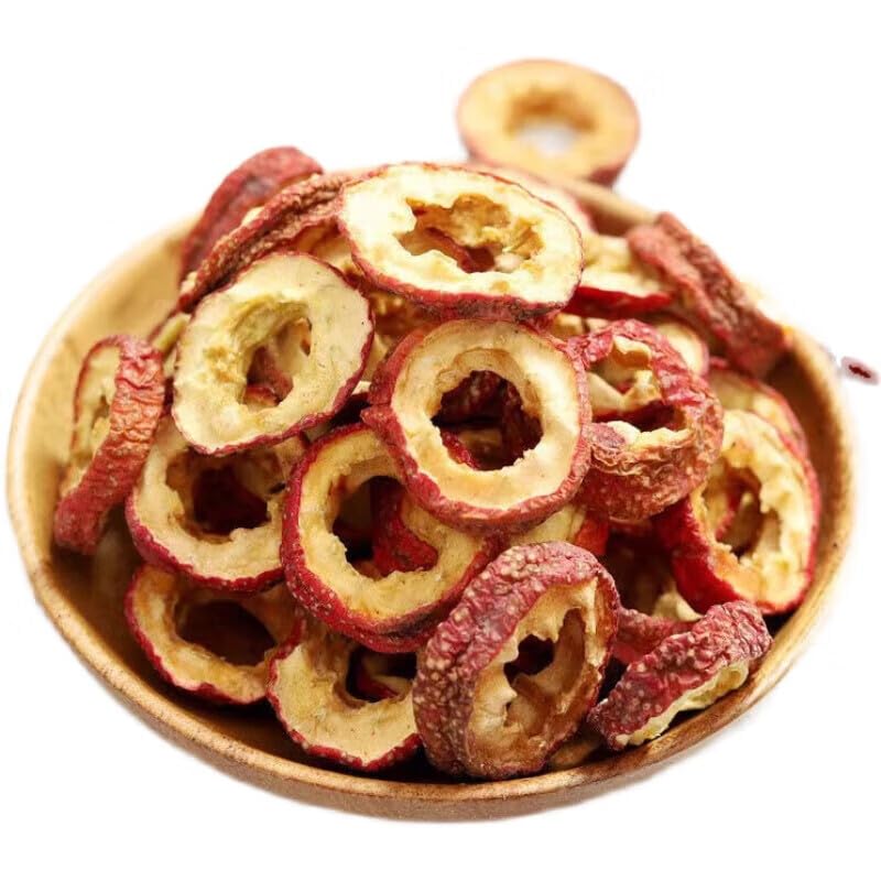 Close-up of DIAN MAI HAO Hawthorn Slices showing bright red skin