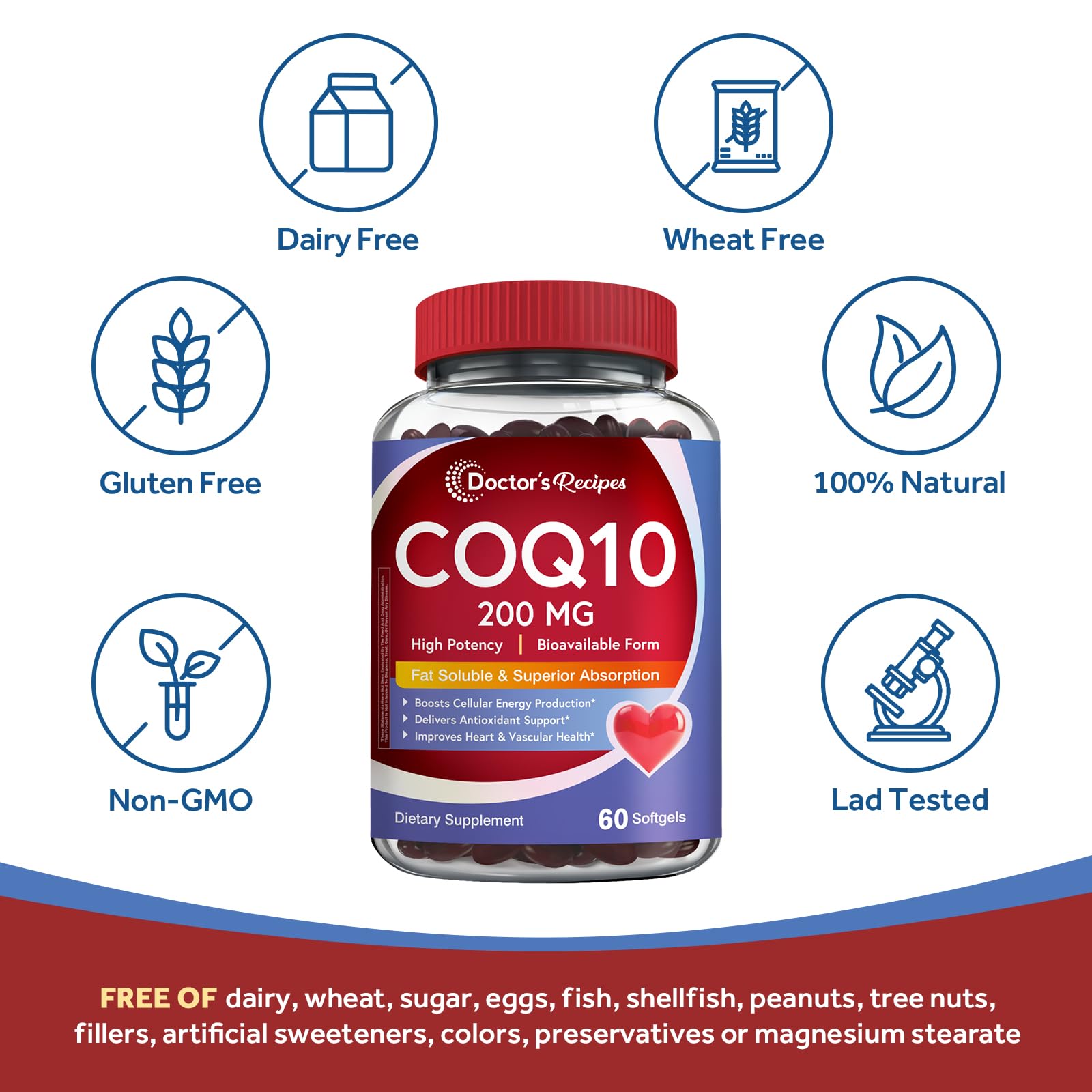 Close-up of Doctor's Recipes CoQ10 Supplement softgel