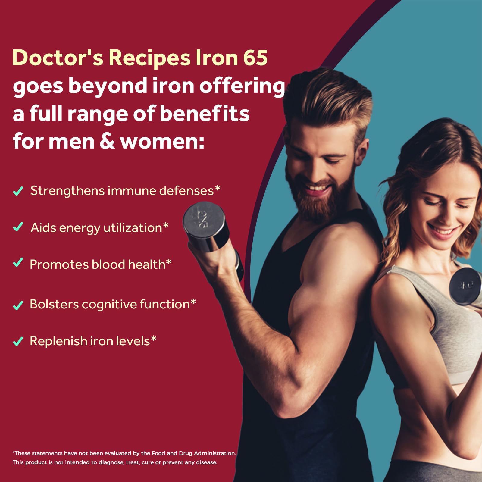 Close-up of Doctor's Recipes Iron Supplement tablets