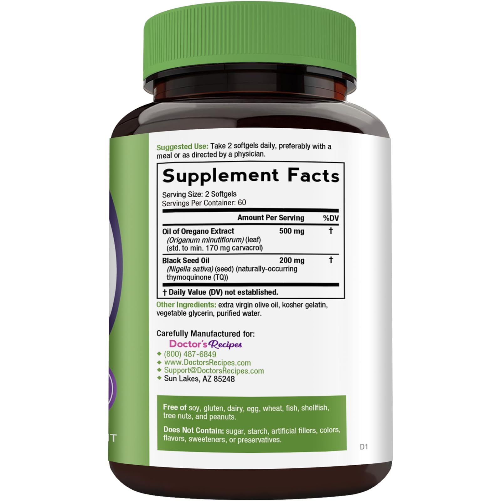 Close-up of Doctor's Recipes Oregano Oil Supplement softgels
