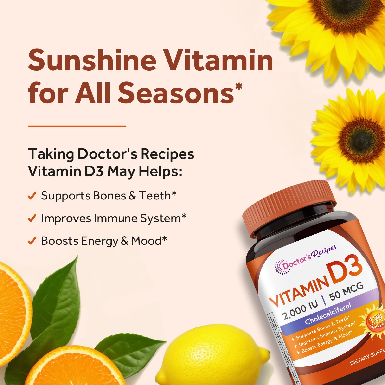 Close-up of Doctor's Recipes Vitamin D3 softgel