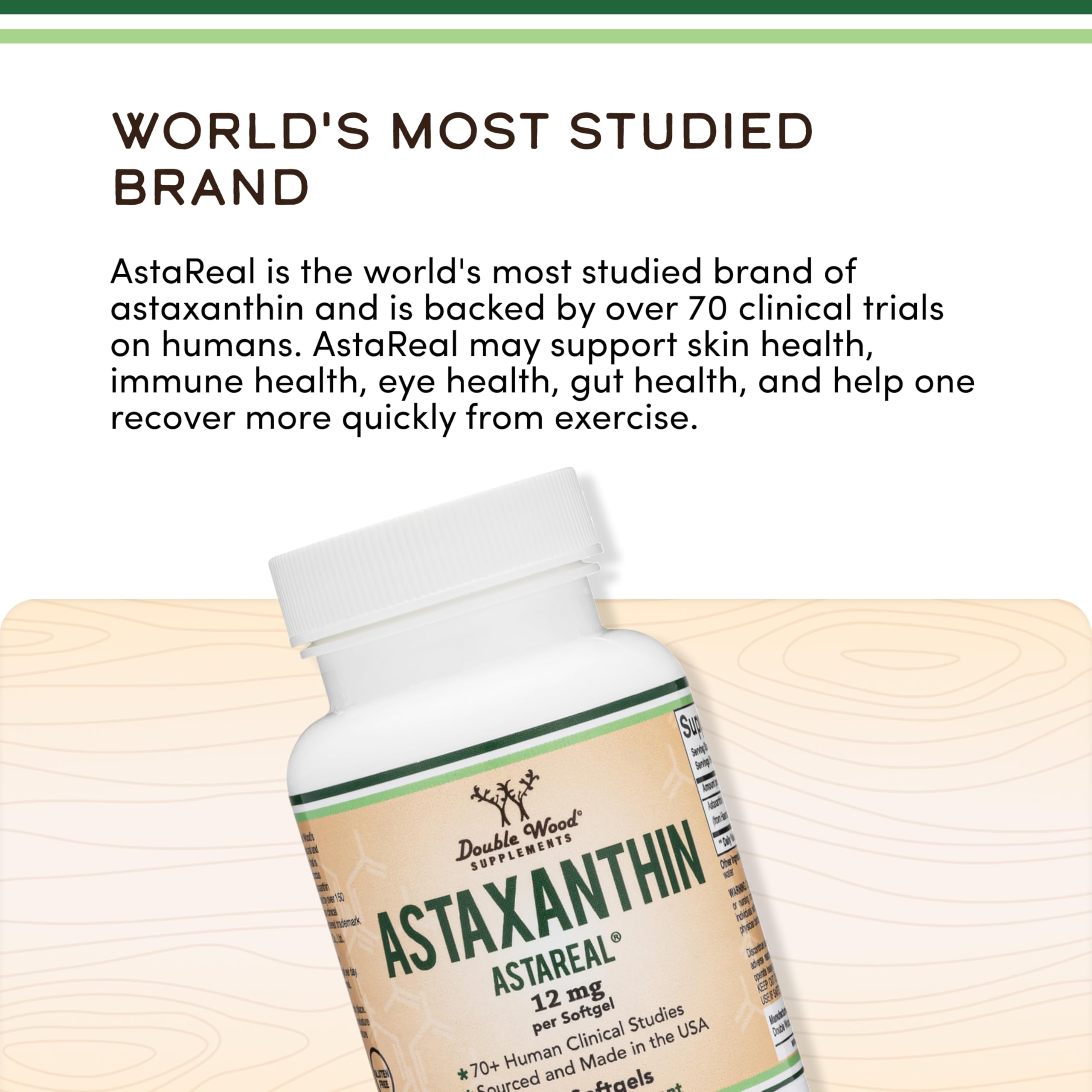 Close-up of Double Wood Astaxanthin softgel